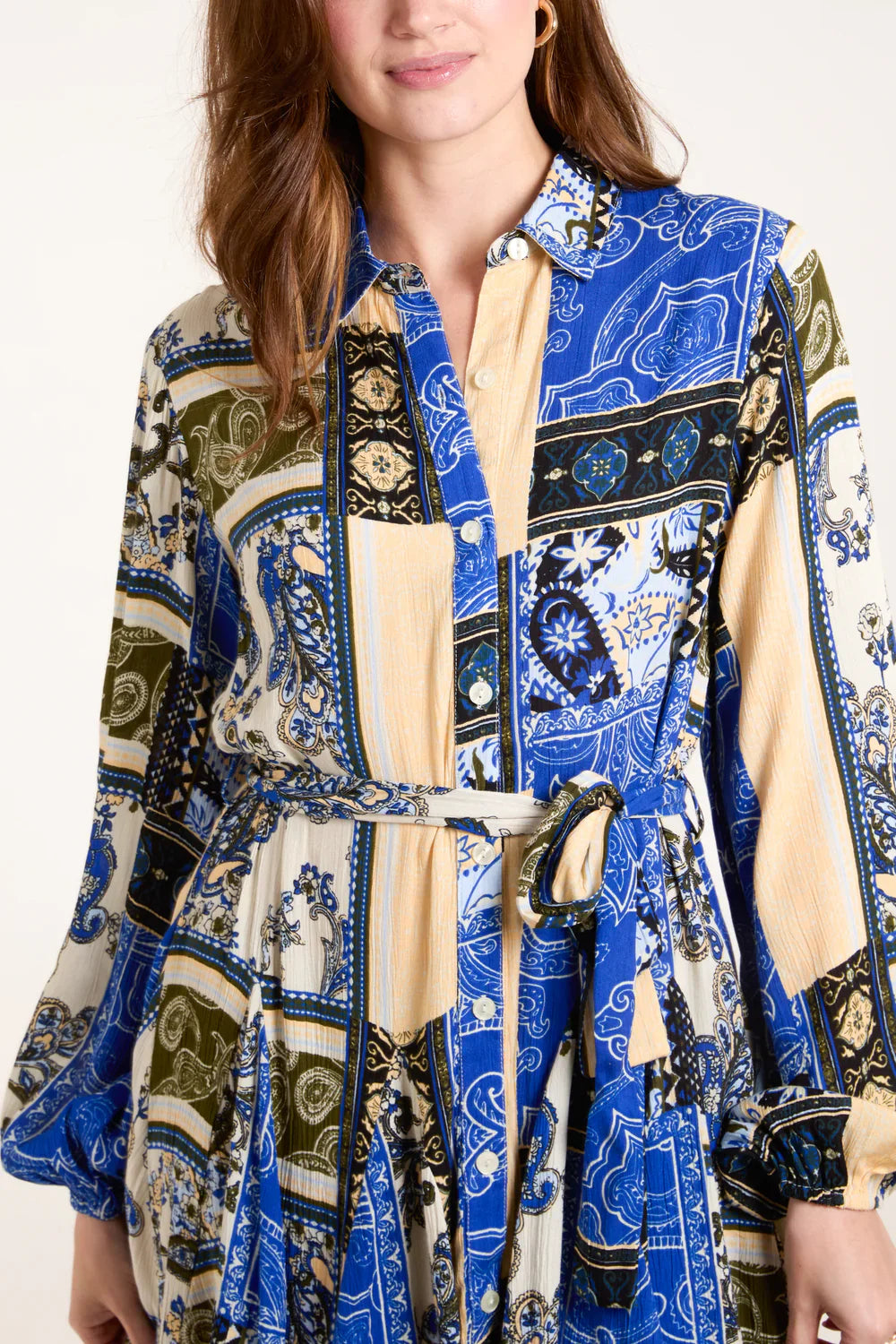 Godet Shirt Dress Blue