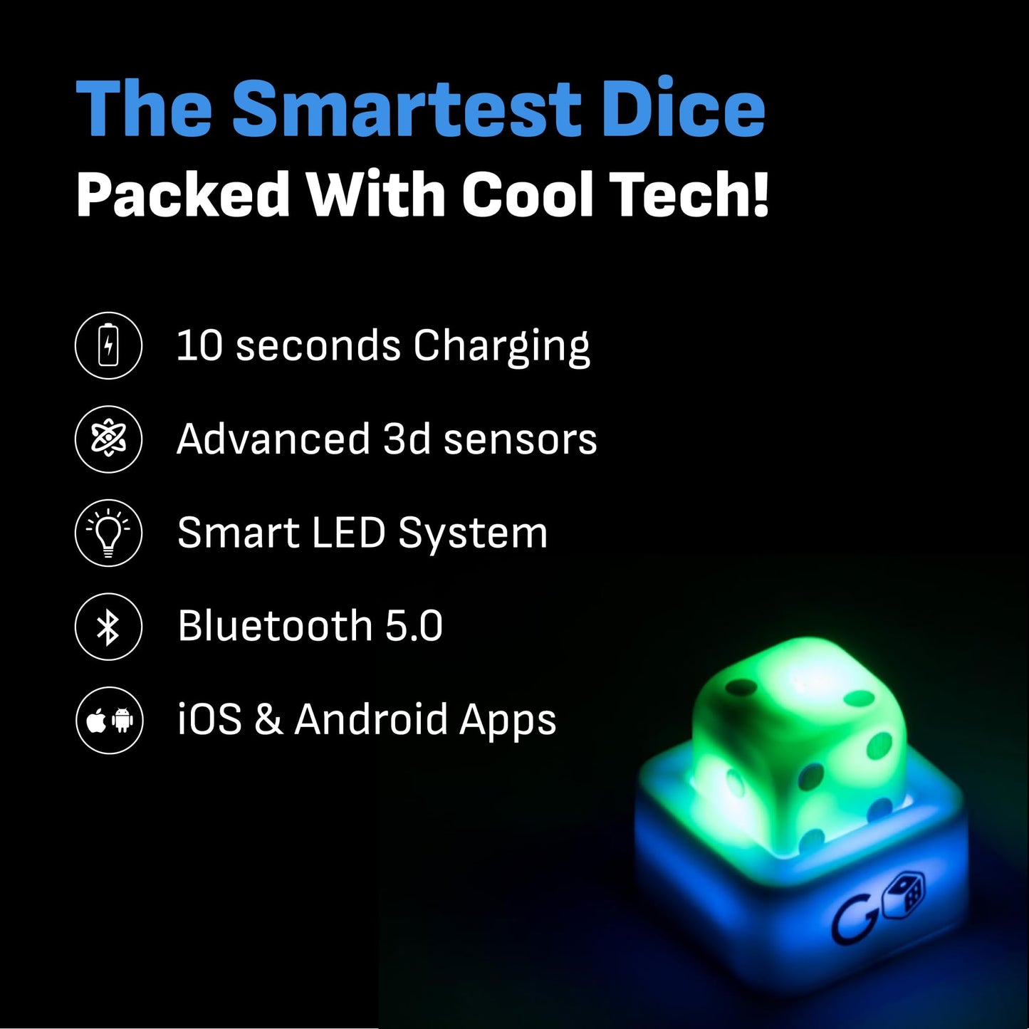 GoDice Full Pack: 6 Smart Connected Dice for Interactive Family Games