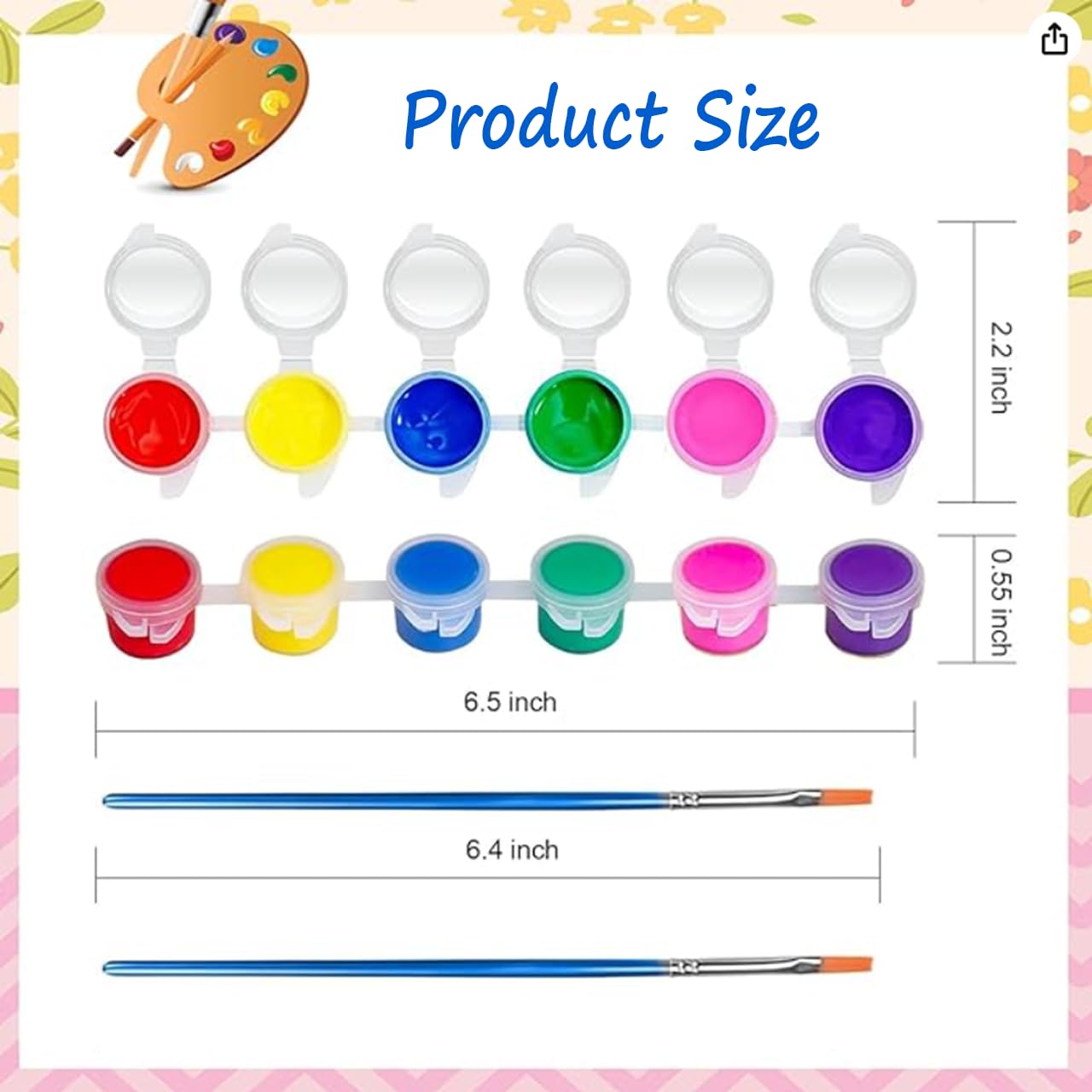 GODLIY Mini Acrylic Paint Set for Kids – 5 Pack, 12 Colors, Washable & Versatile