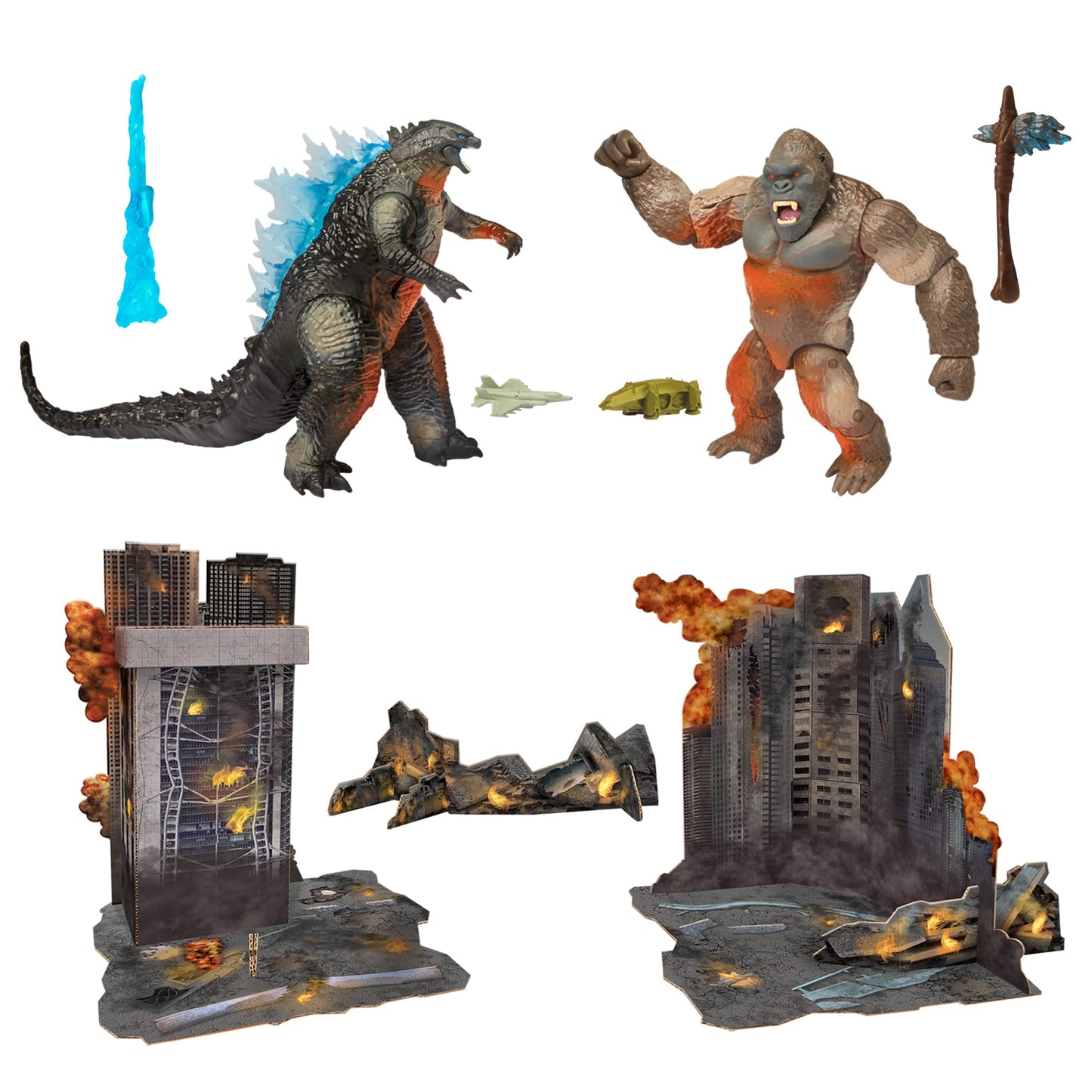 Godzilla Monsterverse City Battle Pack – 6-Inch Figures with Battle Damage