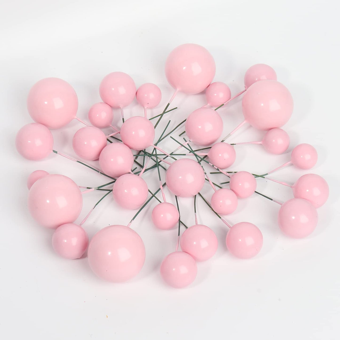 Goensjt 30-Pcs Pink Foam Ball Cake Toppers | DIY Cake Inserts for Parties
