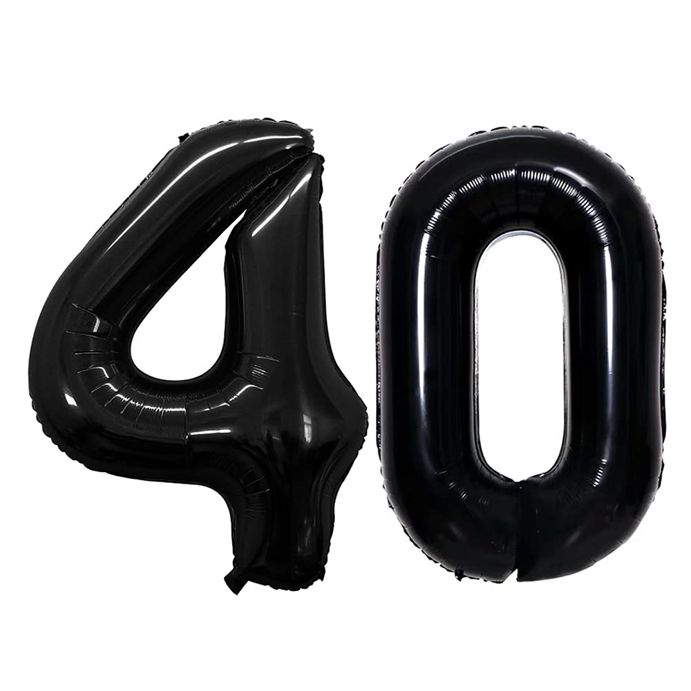 GOER 42-Inch Black Number 40 Foil Balloon for 40th Birthday & Anniversary Decorations