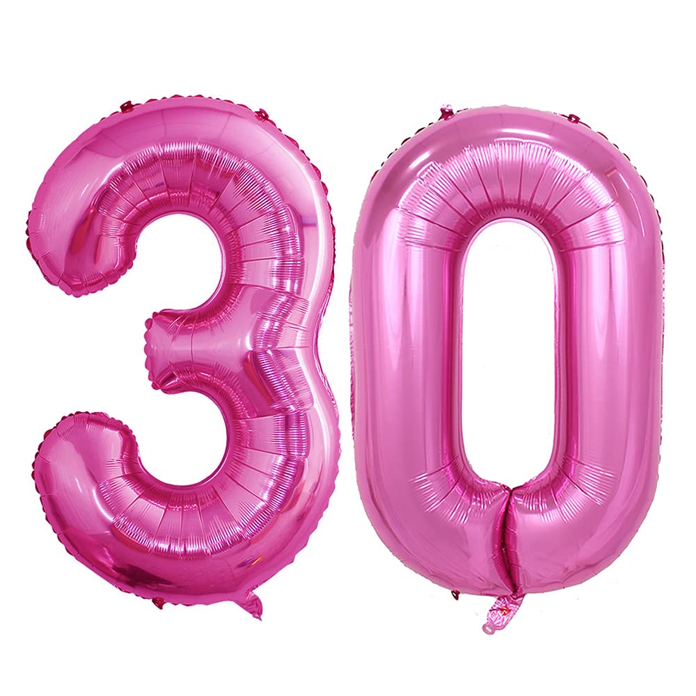 GOER 42-Inch Hot Pink Number 30 Balloon for 30th Birthday & Anniversary Decor