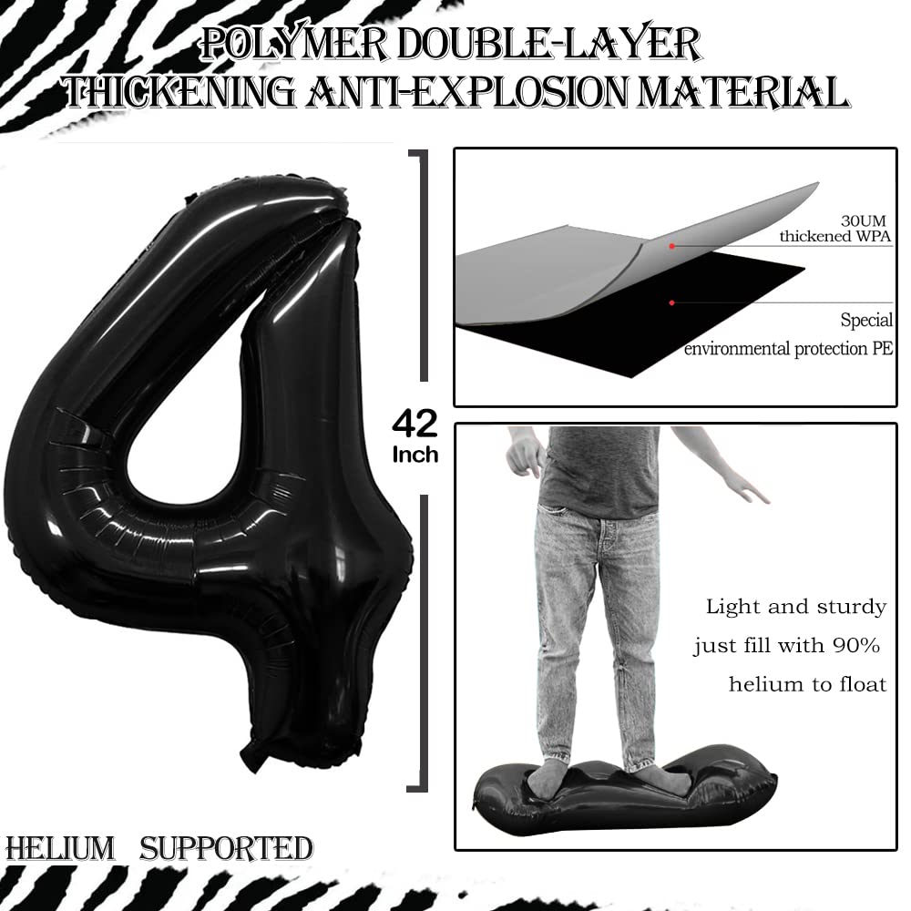 GOER 42-Inch Black Number 40 Foil Balloon for 40th Birthday & Anniversary Decorations