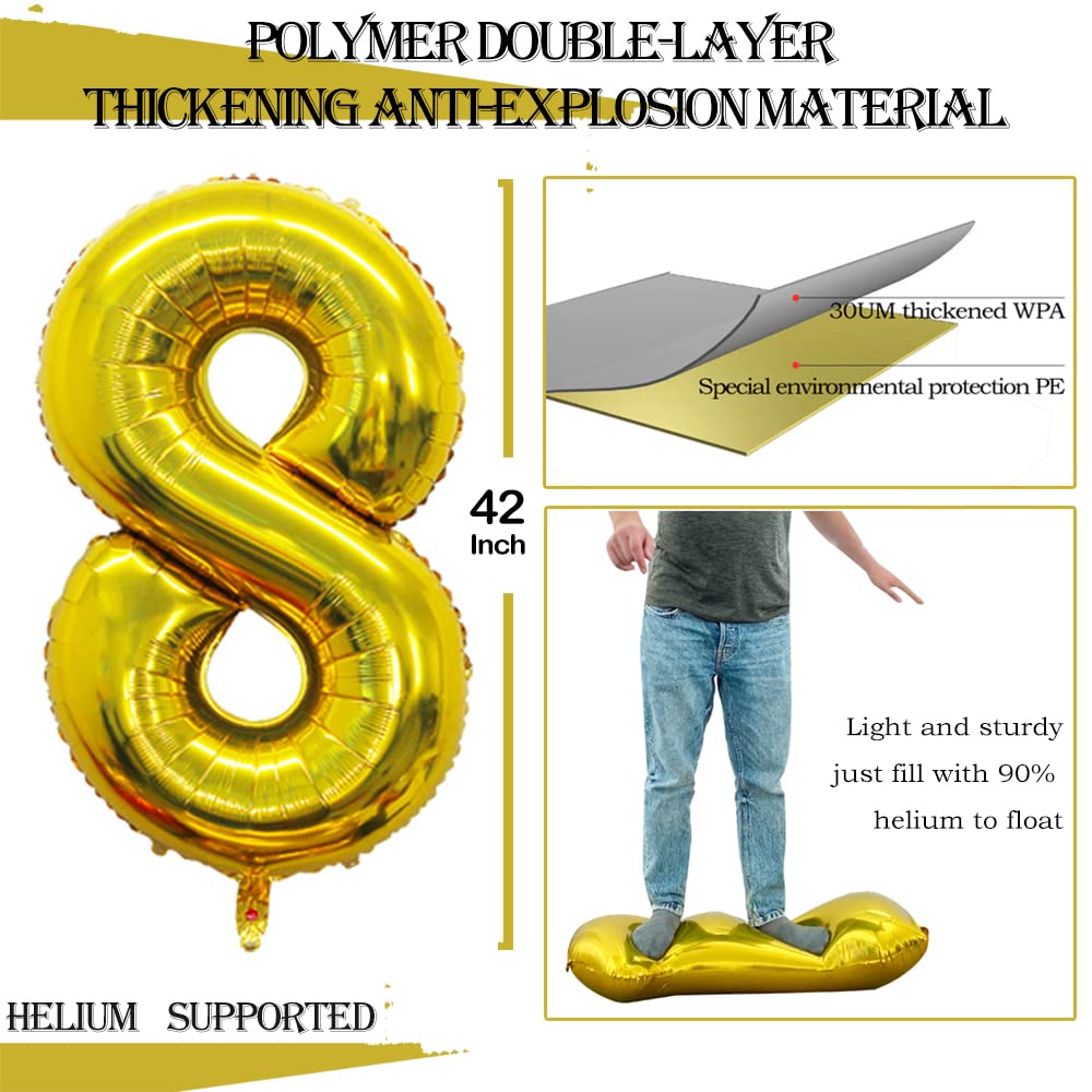 GOER 42-Inch Gold Number 80 Balloons for 80th Birthday Party