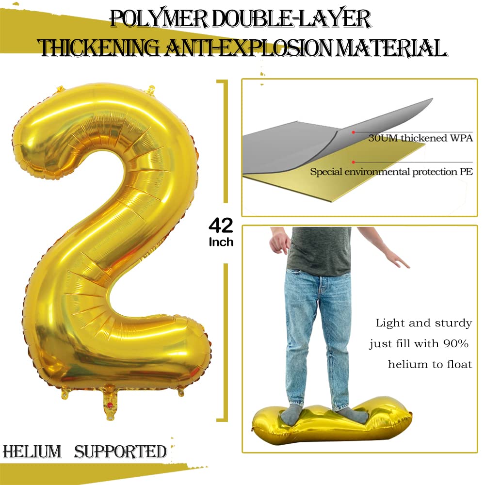 GOER Number 28 Balloons – 42-Inch Jumbo Gold Foil Balloons for 28th or 82nd Birthday Parties