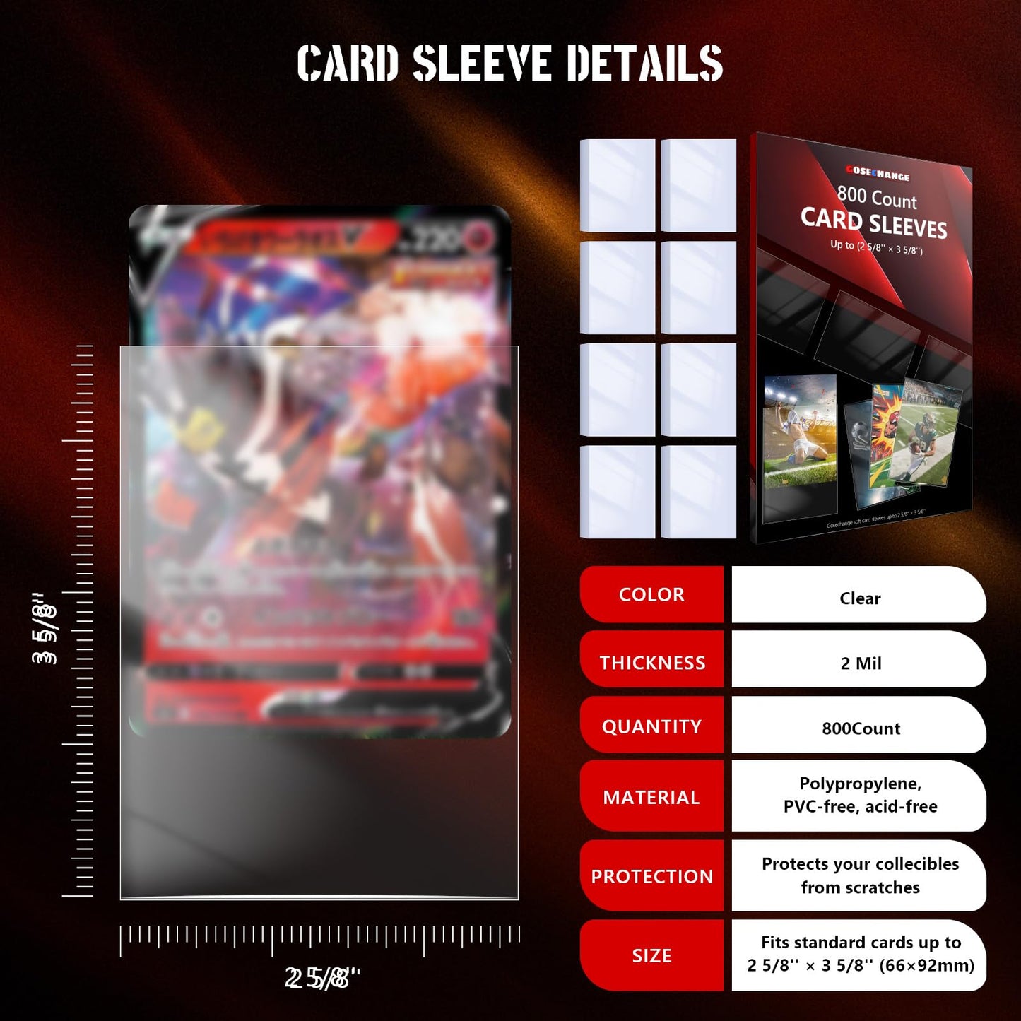 GOESCHANGE 800 Count Penny Card Sleeves – Ultra-Clear, Non-PVC Protectors for MTG, TCG, Baseball & Football Cards