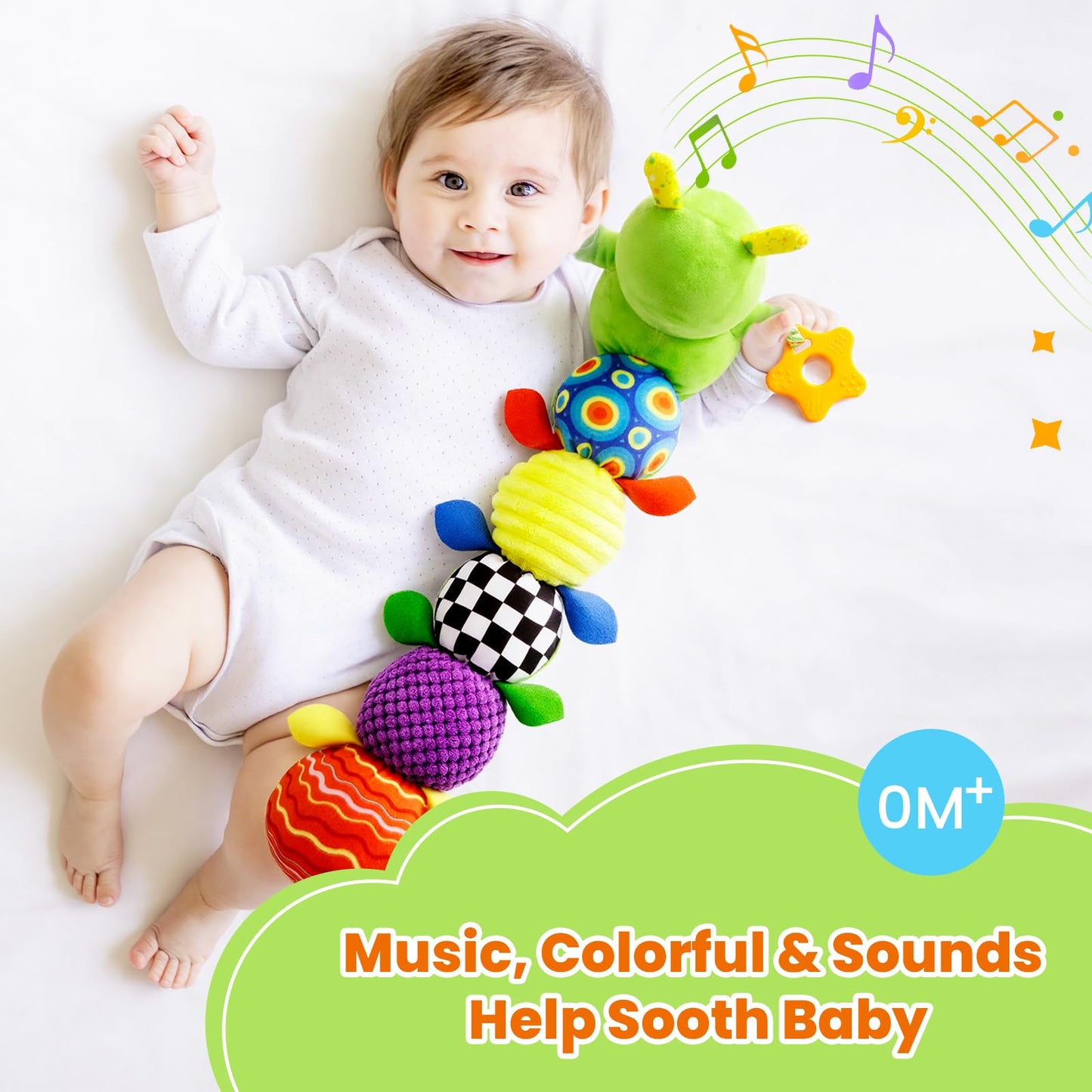 GoGonova Baby Toys 0-6 Months: Washable Musical Caterpillar with 10 Songs