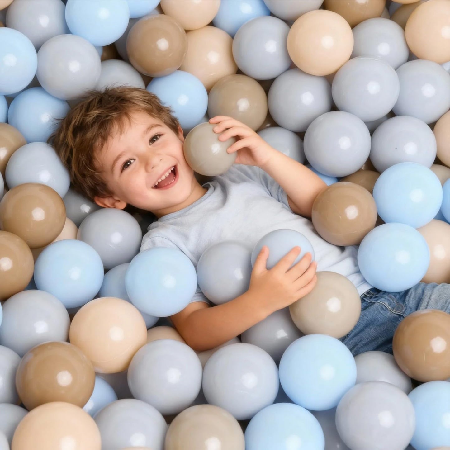 GOGOSO Ball Pits Balls for Toddlers – 2.15" Crush-Proof Non-Toxic Plastic Balls (Blue Bear Colors, 50-Pack)