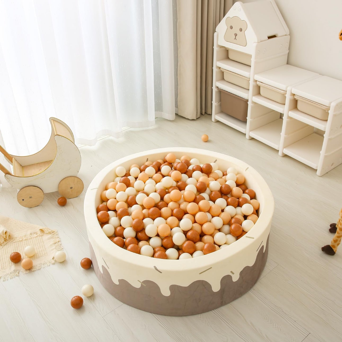 GOGOSO Ball Pit Balls for Toddlers – 100 Soft Pastel Play Balls (Cream, Coffee, White) BPA-Free