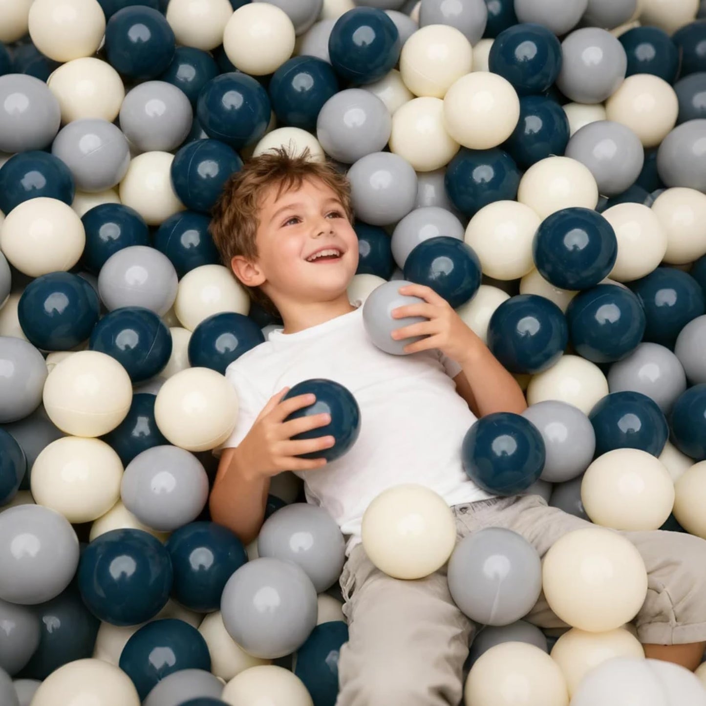 GOGOSO Ball Pit Balls – 100 Soft Pastel Play Balls, BPA-Free, Dark Green/Gray/White