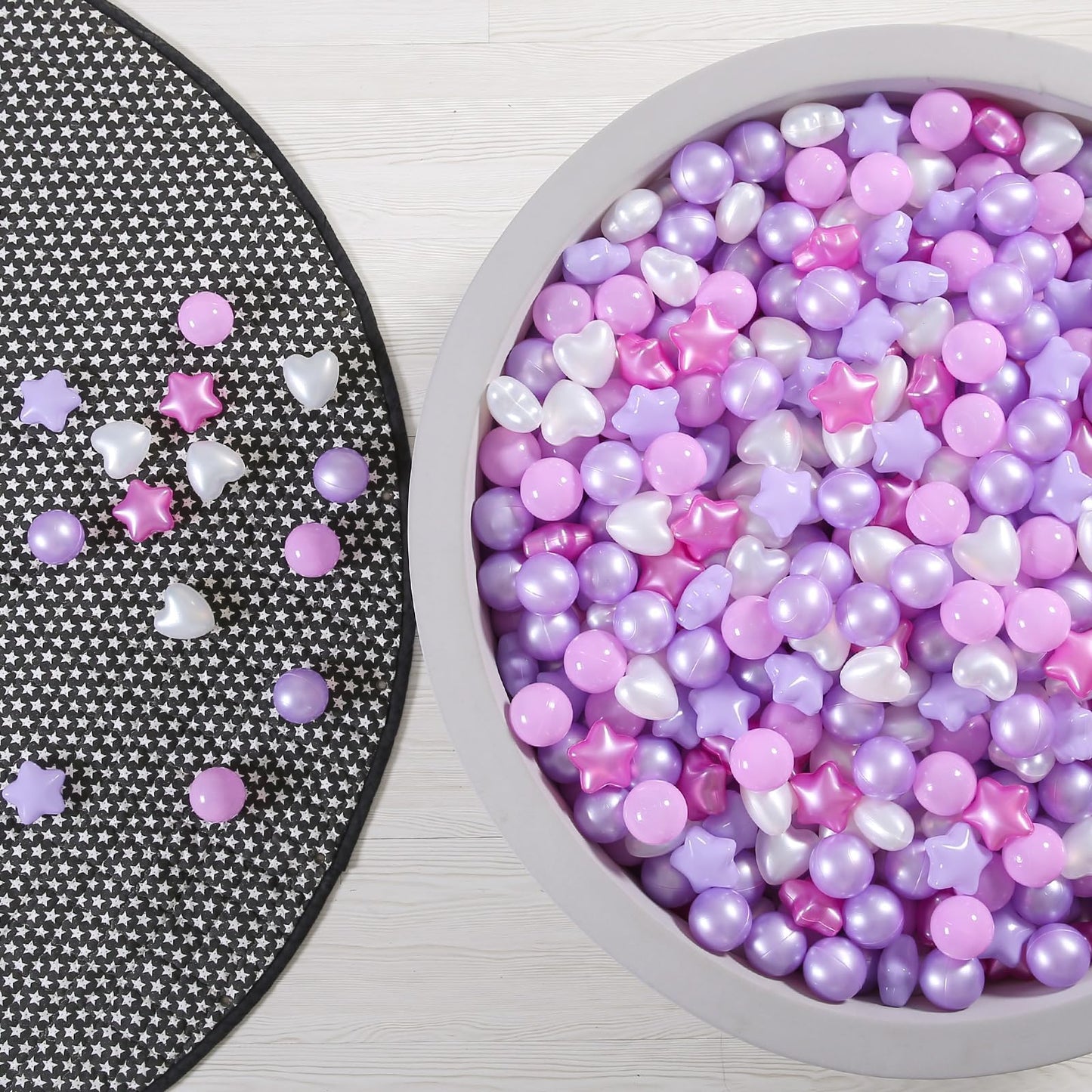 GOGOSO Ball Pit Balls – 100pcs Pastel Stars & Hearts, 2.15in Plastic Balls for Toddlers