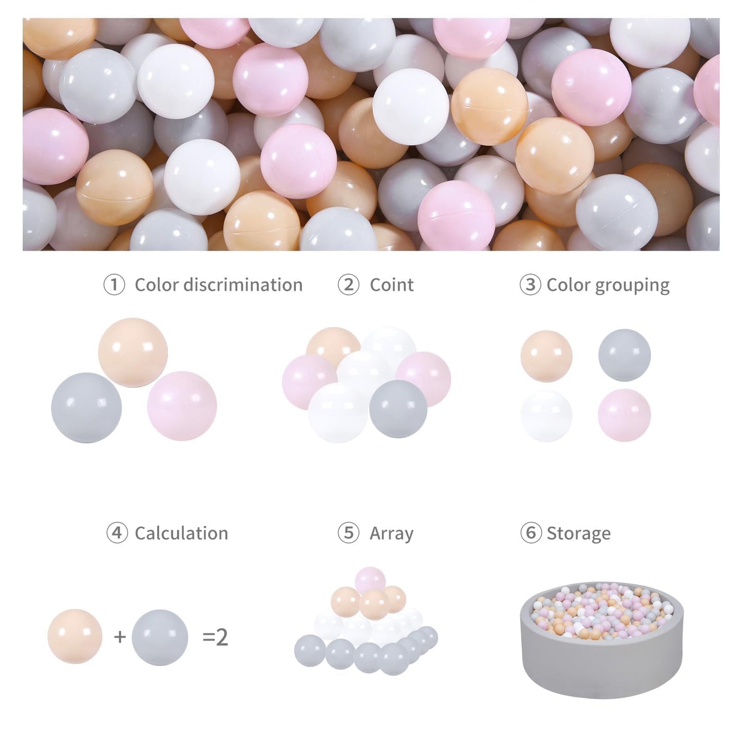 GOGOSO Ball Pit Balls – 100-Piece Pastel Set for Toddlers | Non-Toxic, BPA-Free