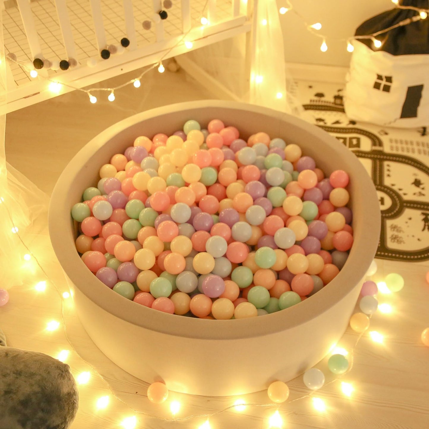 GOGOSO Colorful Ball Pit Balls – 100pcs, 6 Colors, BPA & Phthalate Free, with Storage Bag