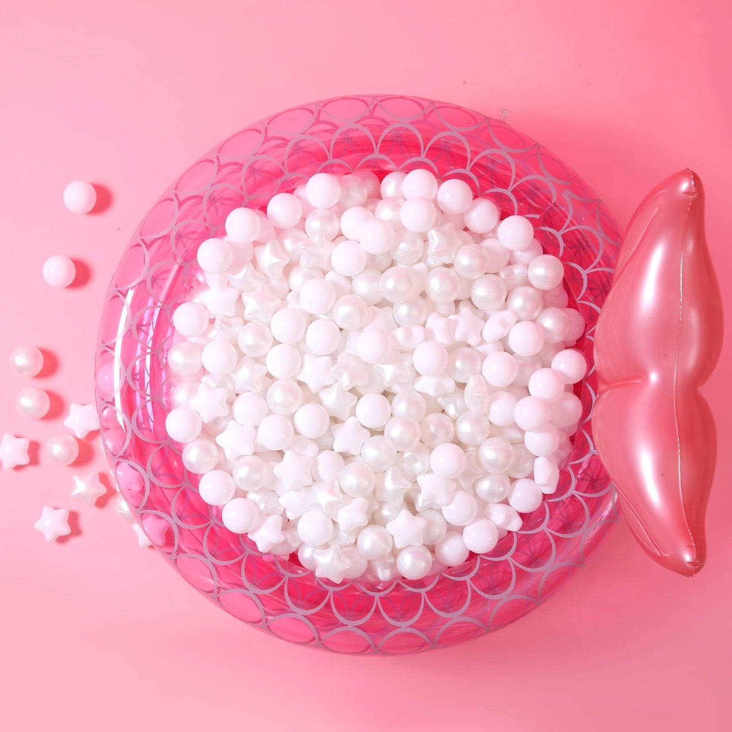 GOGOSO Ball Pit Balls for Toddlers – 100 Non-Toxic Pastel Pearl White & White Star