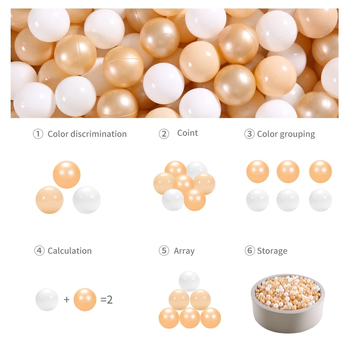 GOGOSO Ball Pit Balls for Toddlers – 100 Pcs, 2.17in Brown Plastic Balls with Storage Bag