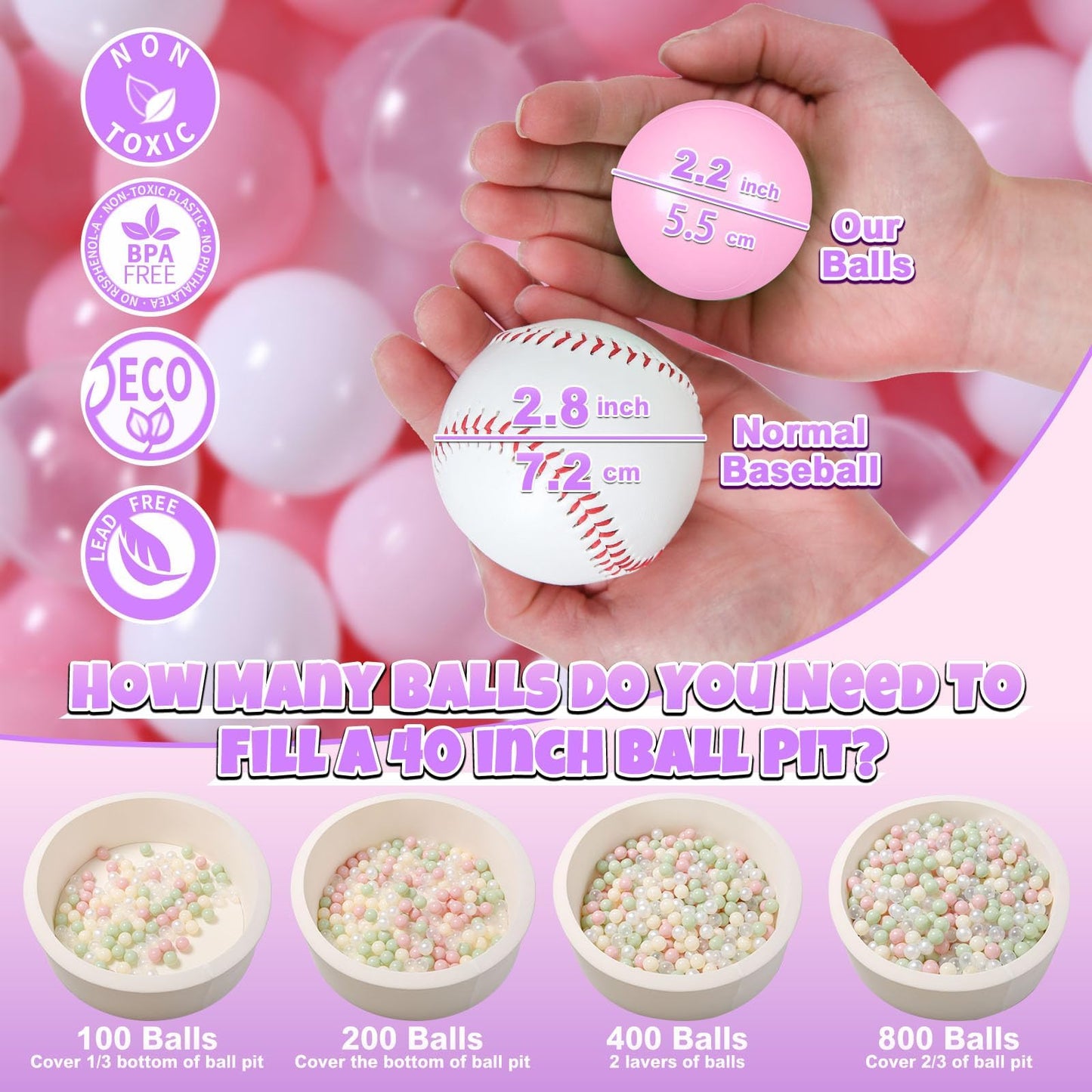 GOGOSO Ball Pit Balls for Toddlers – 100 Pastel Balls, BPA-Free, Non-Toxic