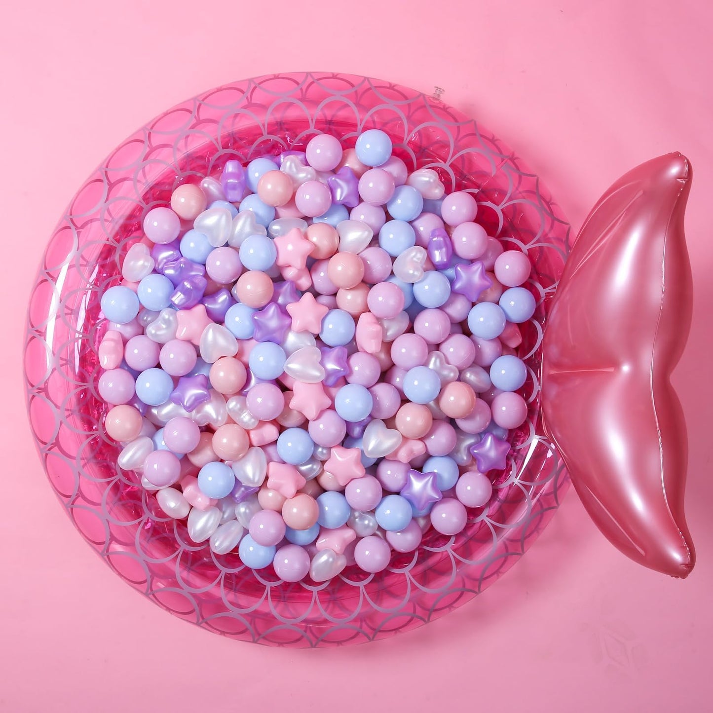 GOGOSO Ball Pit Balls – 200pcs Star & Heart Shapes in Pearl Pink Blue Purple