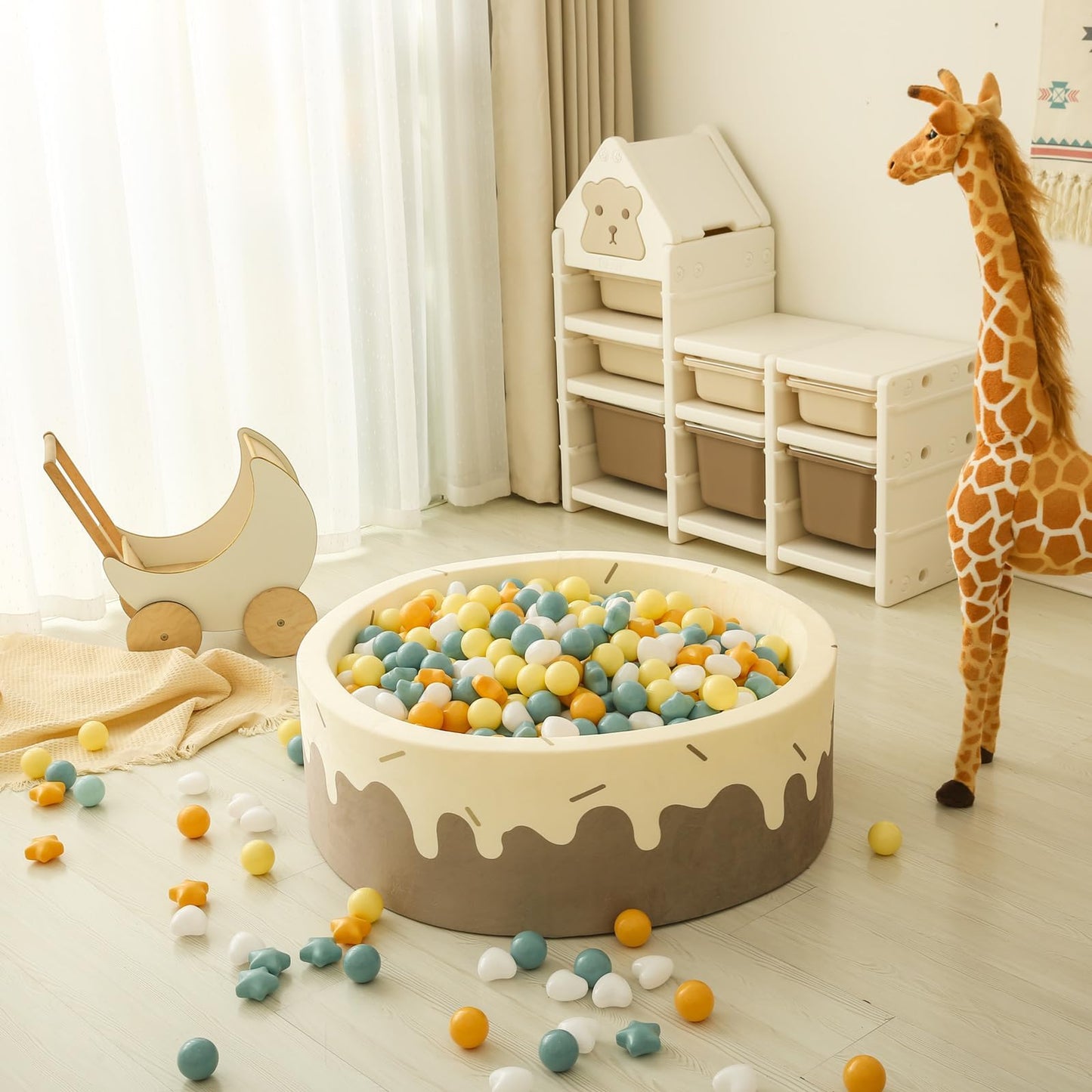 GOGOSO Ball Pit Balls – 200pcs Stars & Hearts, Pastel Yellow & Blue