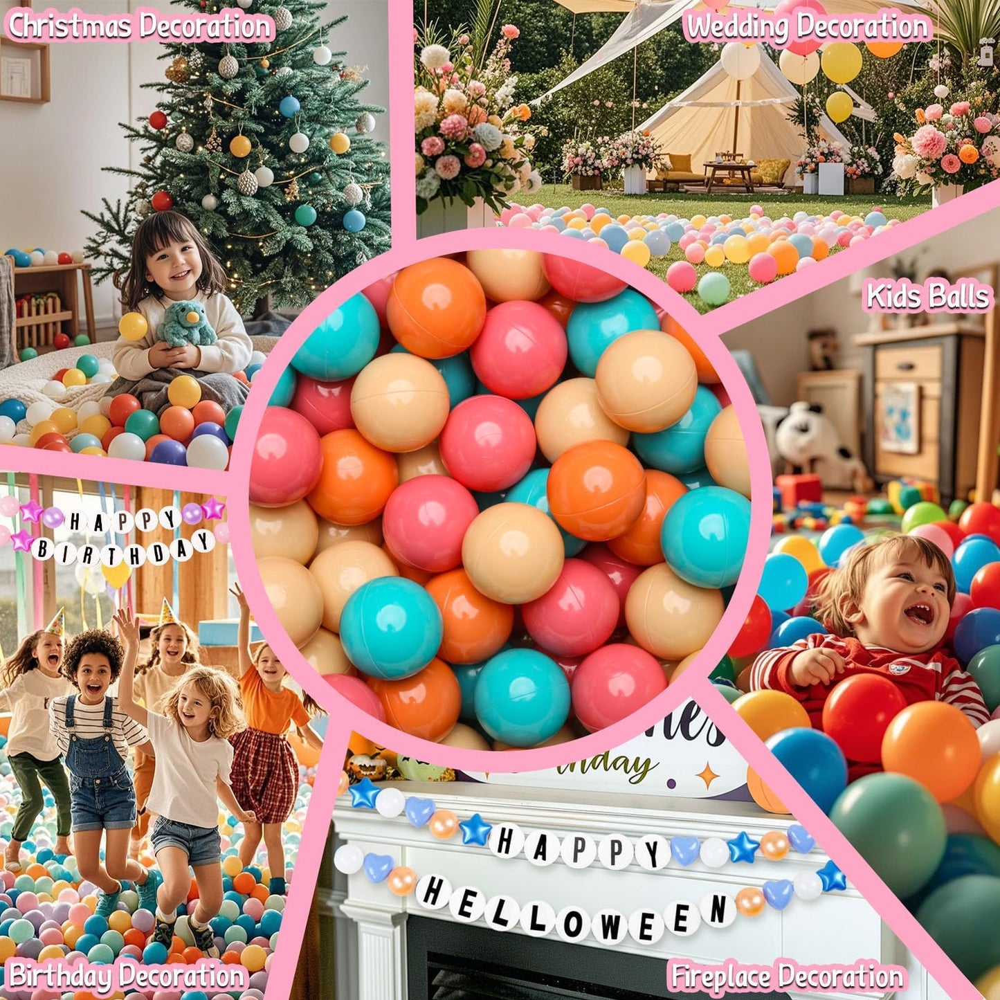 GOGOSO Ball Pit Balls for Toddlers – 100 Soft Play Balls (Cream/Pink/Orange)