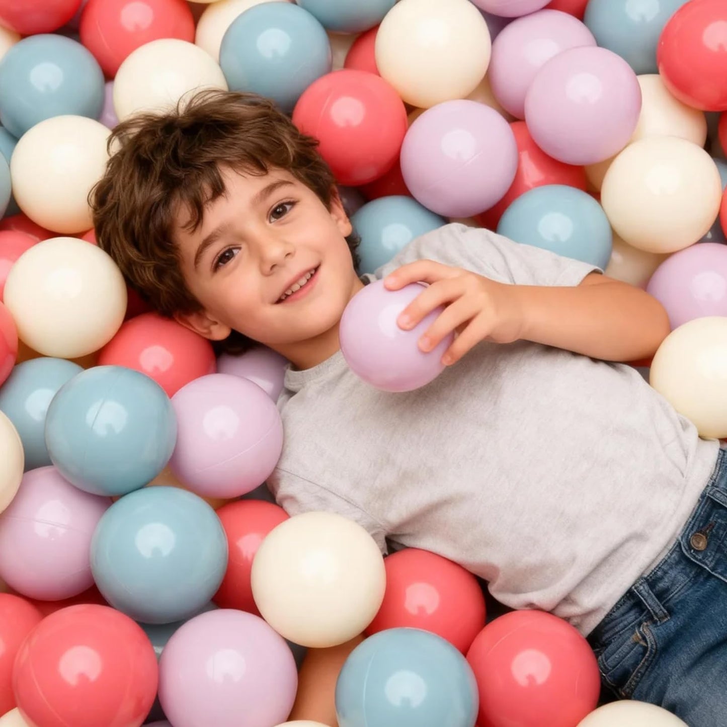 GOGOSO Ball Pit Balls for Toddlers – 100 Non-Toxic Soft Play Balls (Cream Pink Blue Purple White)