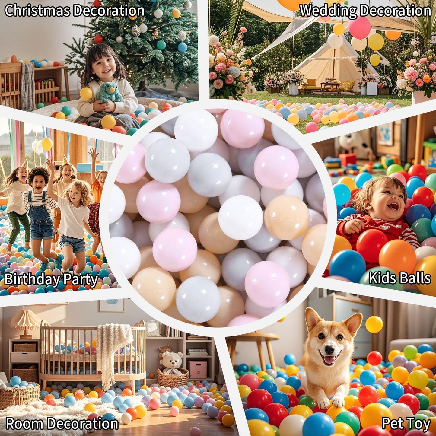 GOGOSO Ball Pit Balls – 100-Piece Pastel Set for Toddlers | Non-Toxic, BPA-Free