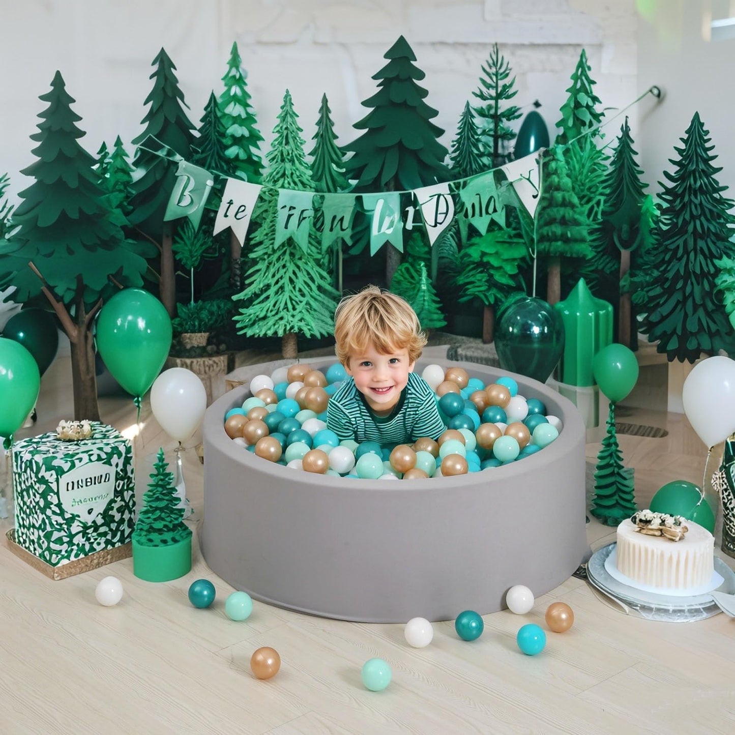 GOGOSO Ball Pit Balls – 100 Soft Pastel Play Balls (2.2-inch Diameter), BPA-Free, Non-Toxic – Green, White & Gold