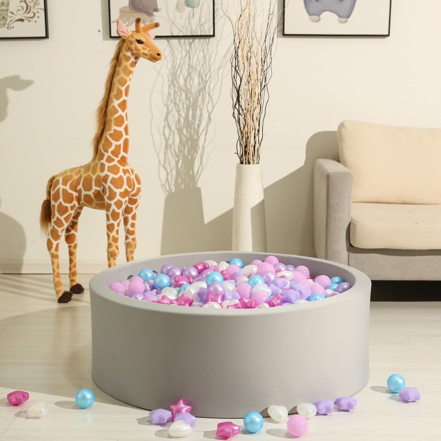 GOGOSO Ball Pit Balls - 200pcs Pastel Stars & Hearts for Toddlers | Safe, Durable Plastic Balls