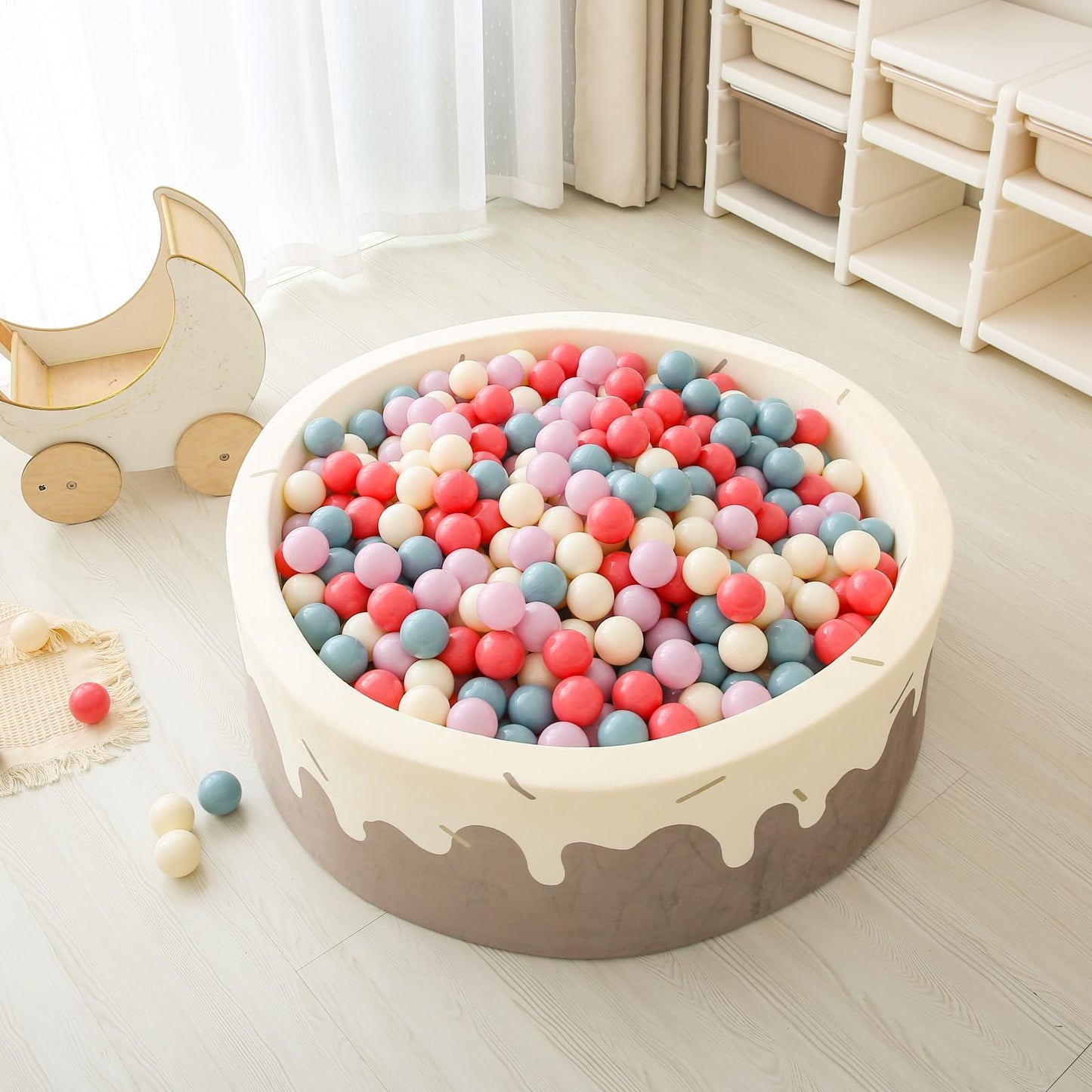 GOGOSO Ball Pit Balls for Toddlers – 100 Non-Toxic Soft Play Balls (Cream Pink Blue Purple White)