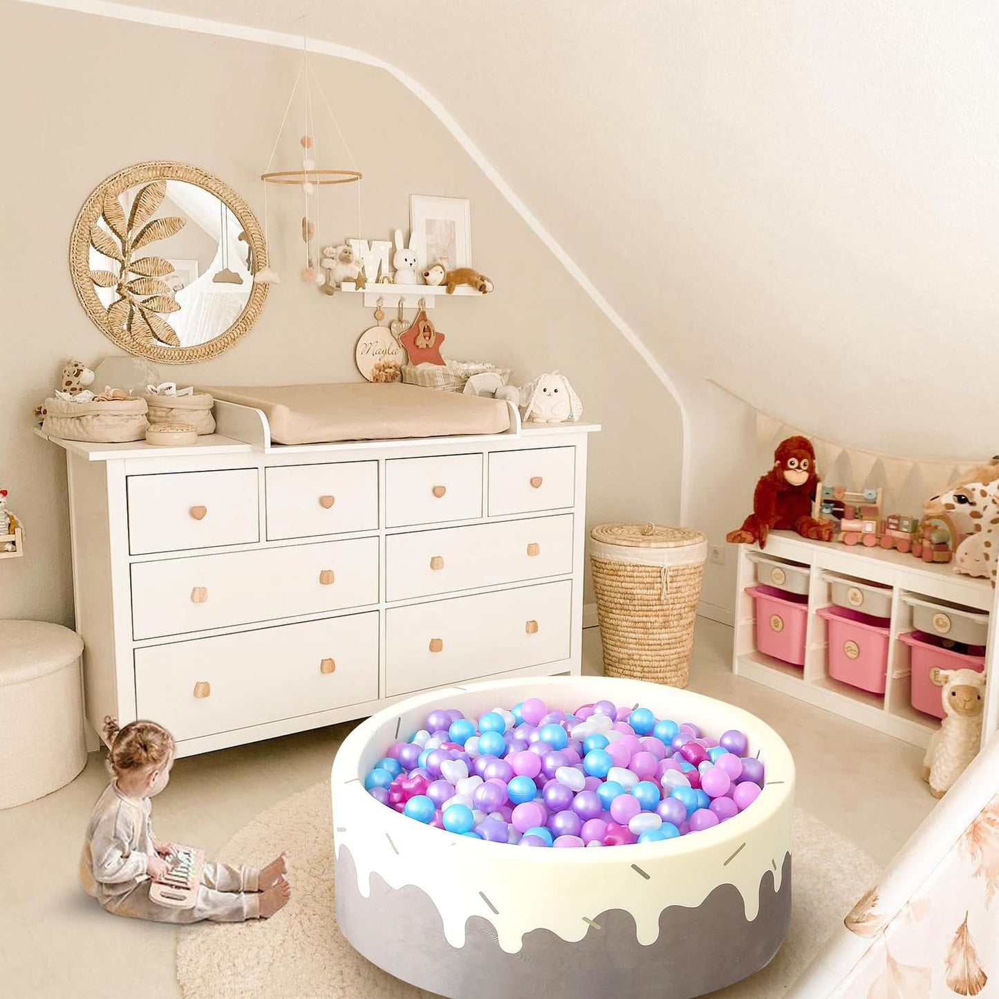 GOGOSO Ball Pit Balls 100pcs – Pastel Stars & Hearts for Toddlers