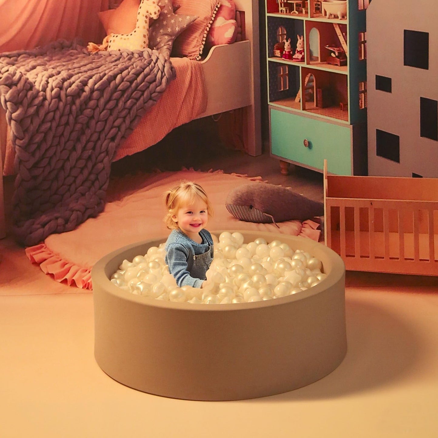 GOGOSO Ball Pit Balls for Toddlers – 100 Non-Toxic Pastel Pearl White & White Star