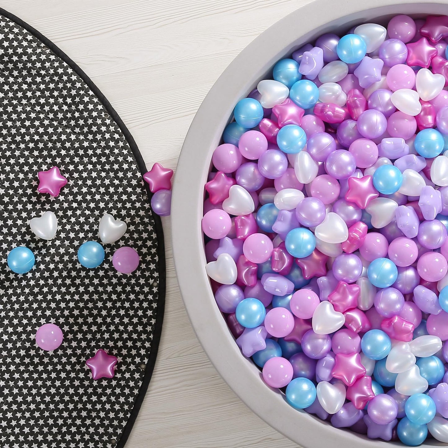 GOGOSO Ball Pit Balls 100pcs – Pastel Stars & Hearts for Toddlers