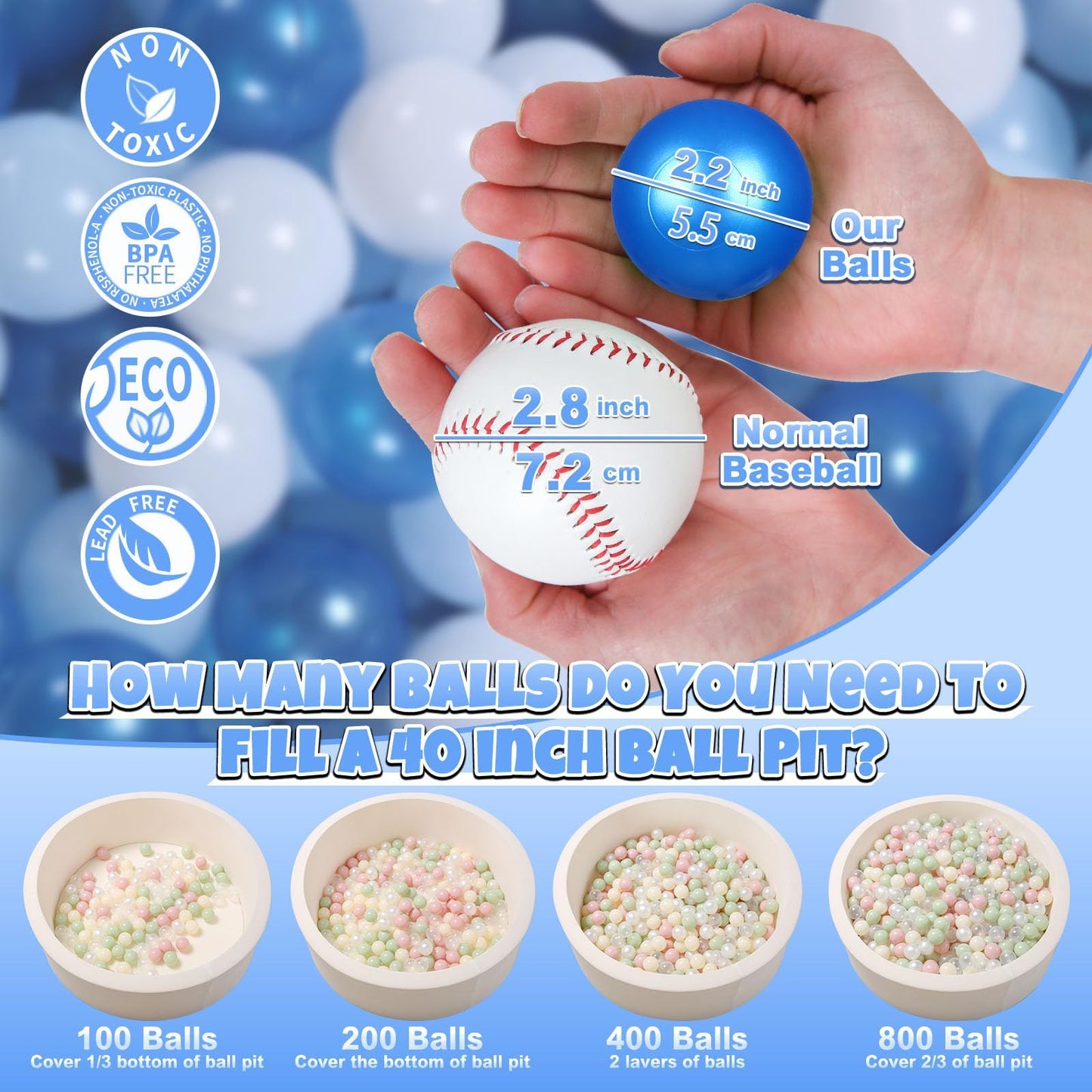 GOGOSO Ball Pit Balls for Toddlers – 50 Pastel Non-Toxic Play Balls