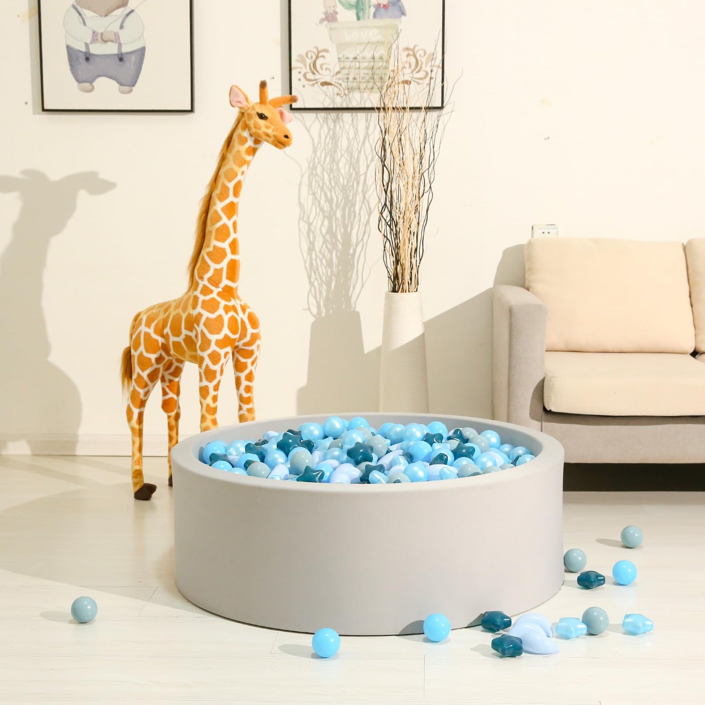 GOGOSO Ball Pit Balls — Stars & Moon Shapes, Gradient Blue, 100pcs