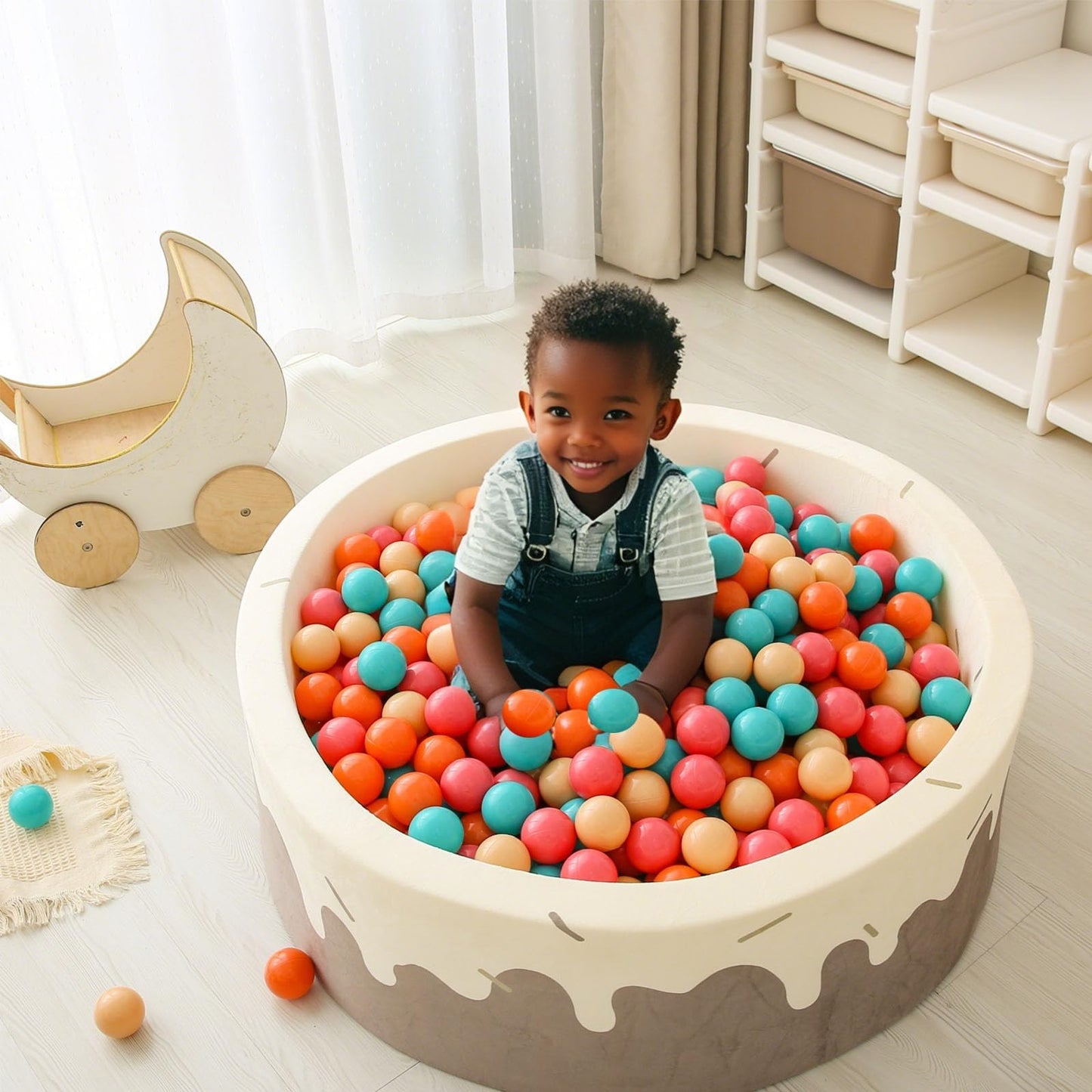 GOGOSO Ball Pit Balls for Toddlers – 100 Soft Play Balls (Cream/Pink/Orange)