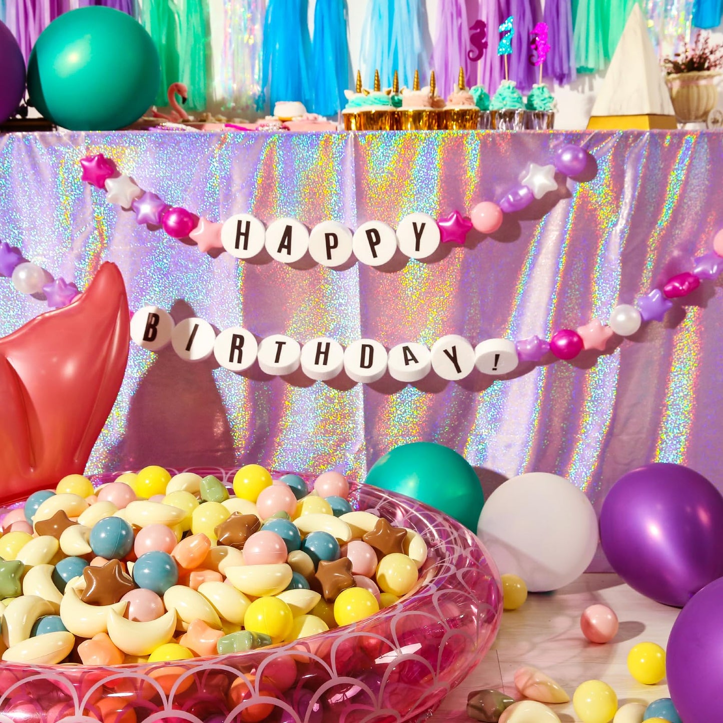 GOGOSO Ball Pit Balls – Stars & Moon Shapes, 100pcs (Pink/Blue/Coffee)