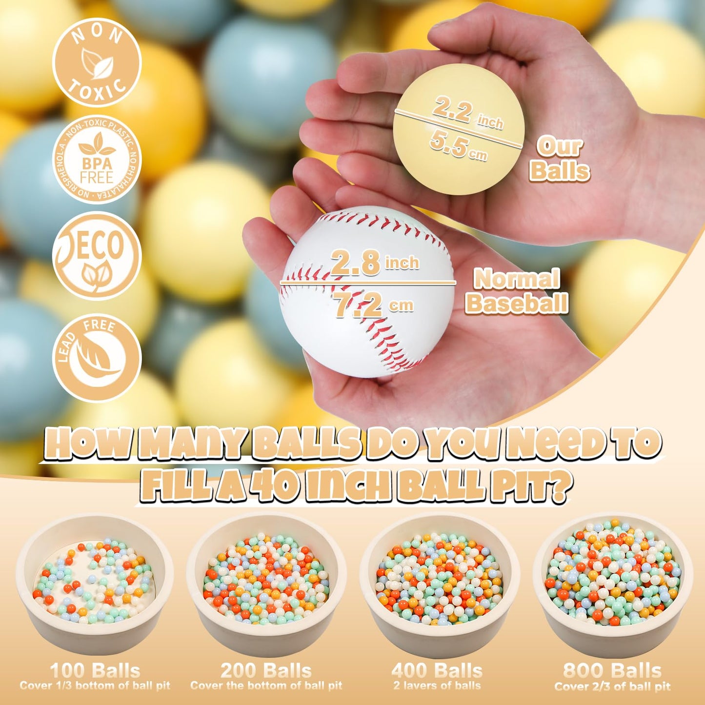 GOGOSO Ball Pit Balls – 100 Soft Pastel Play Balls, BPA-Free, Non-Toxic