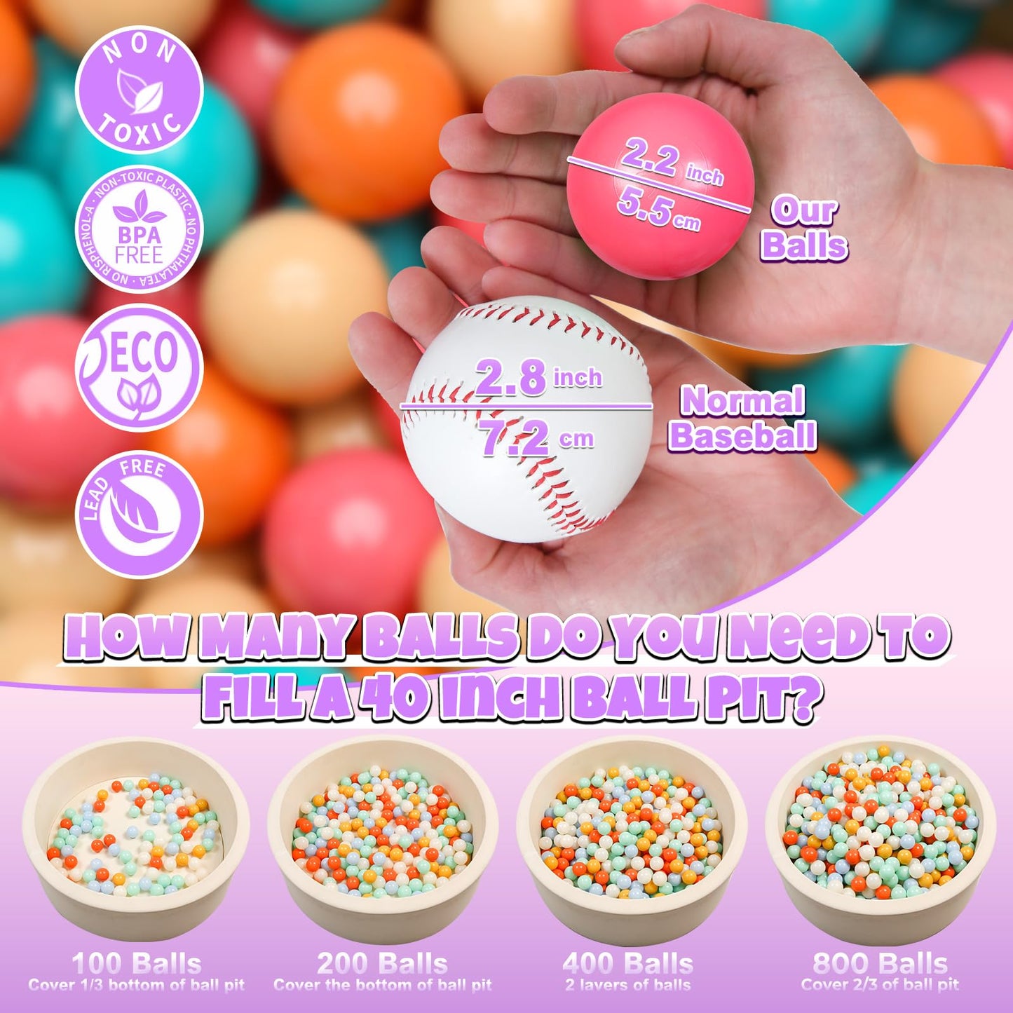 GOGOSO Ball Pit Balls for Toddlers – 100 Soft Play Balls (Cream/Pink/Orange)