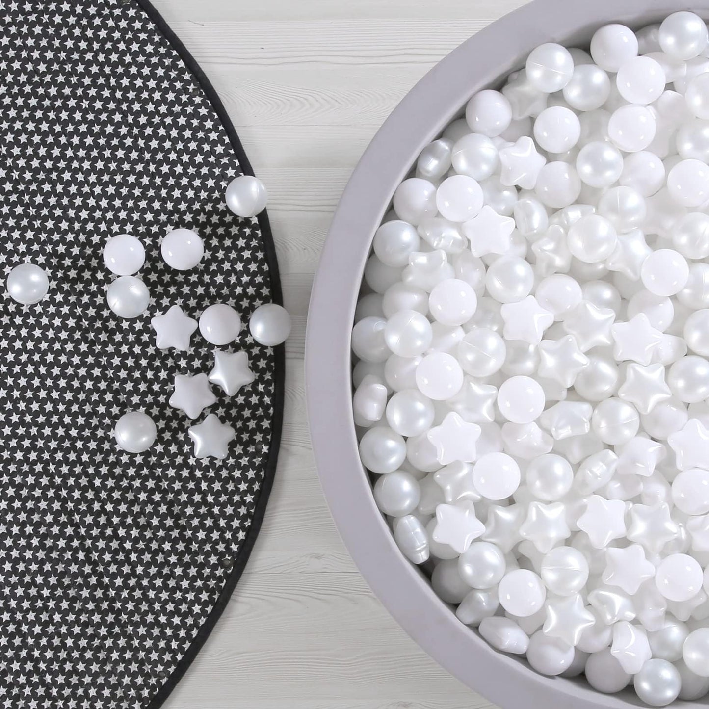 GOGOSO Ball Pit Balls for Toddlers – 100 Non-Toxic Pastel Pearl White & White Star