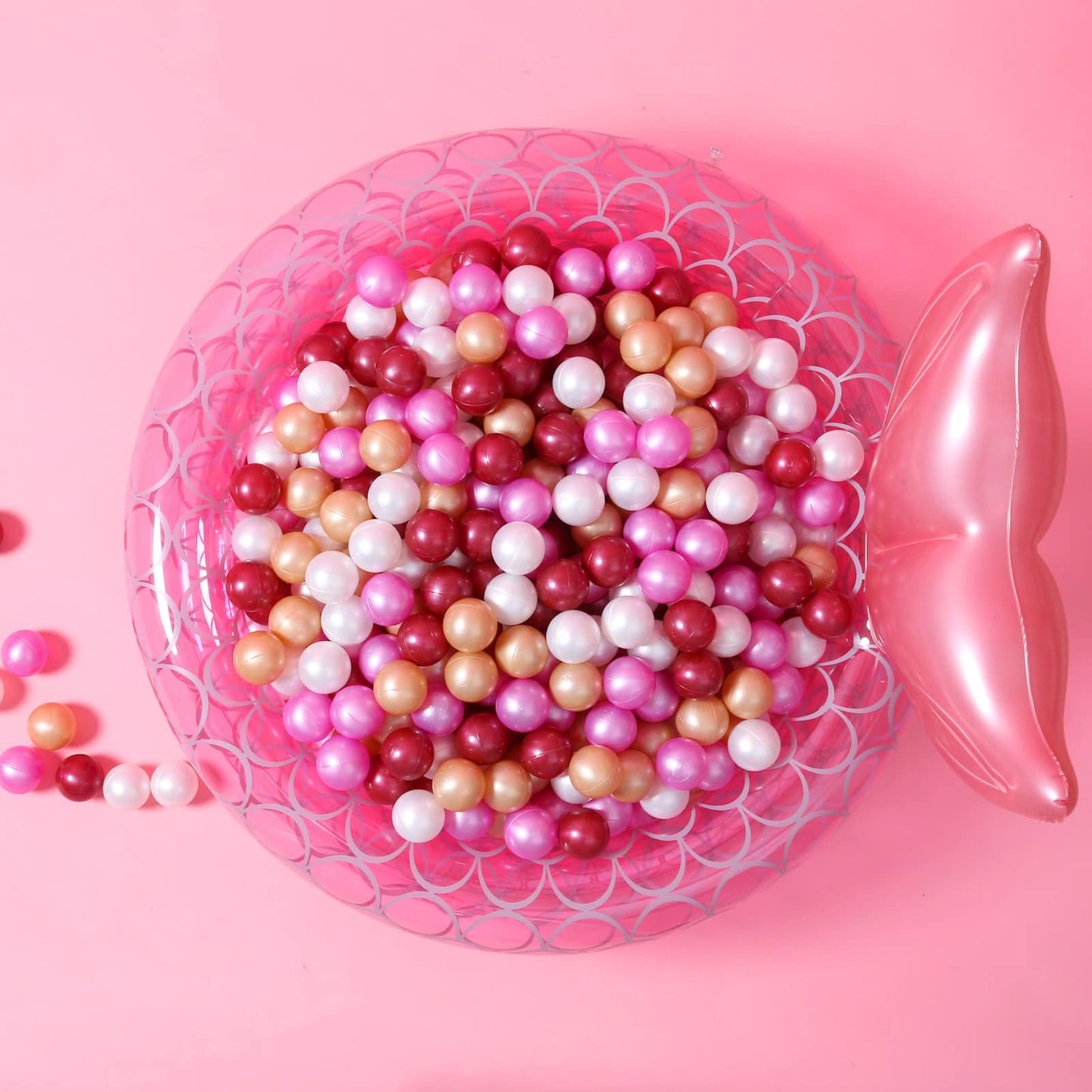 GOGOSO Ball Pit Balls – 100 Non-Toxic 2.2-Inch Toddler Play Balls (Dark Pink, Gold, White, Red)
