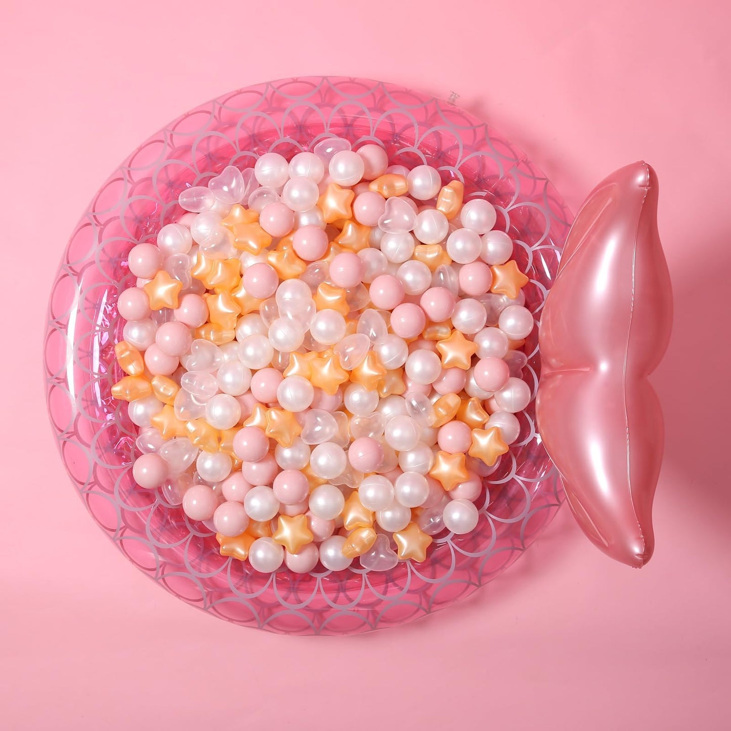 GOGOSO Ball Pit Balls – 200pc Stars & Hearts Shapes (Pink, Gold, White, Clear)
