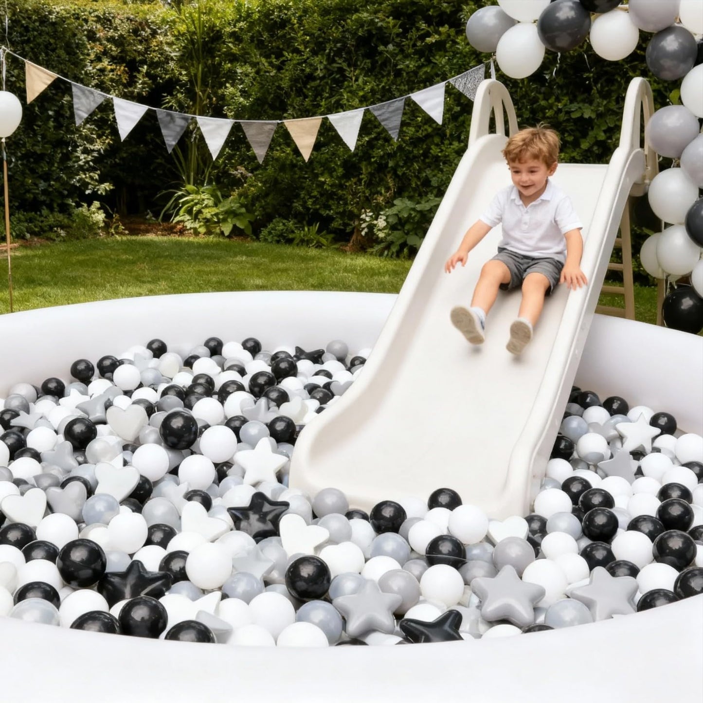 GOGOSO Ball Pit Balls – 200pcs Stars & Hearts, 2.15 inch, Non-Toxic, Portable Storage Bag