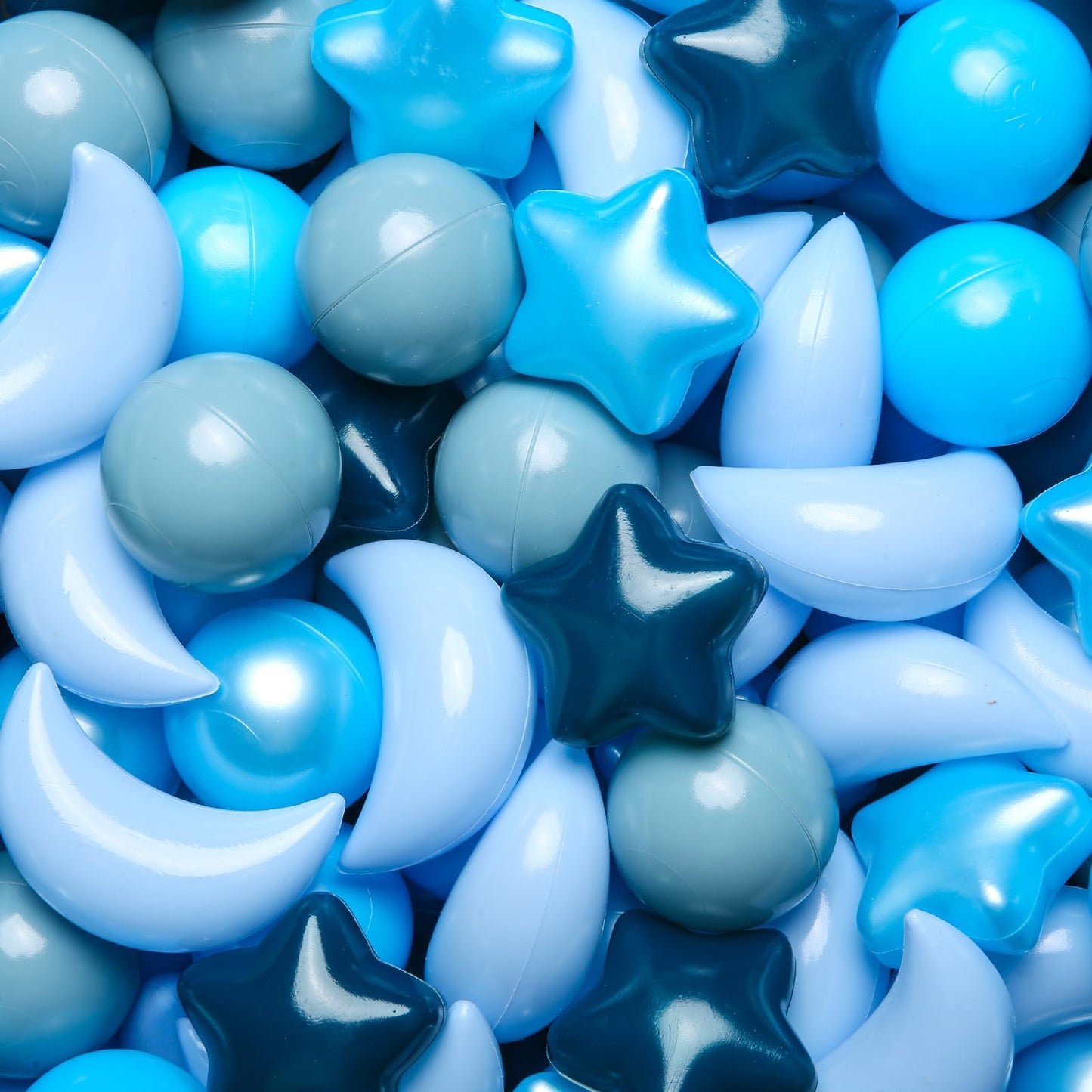 GOGOSO Ball Pit Balls — Stars & Moon Shapes, Gradient Blue, 100pcs