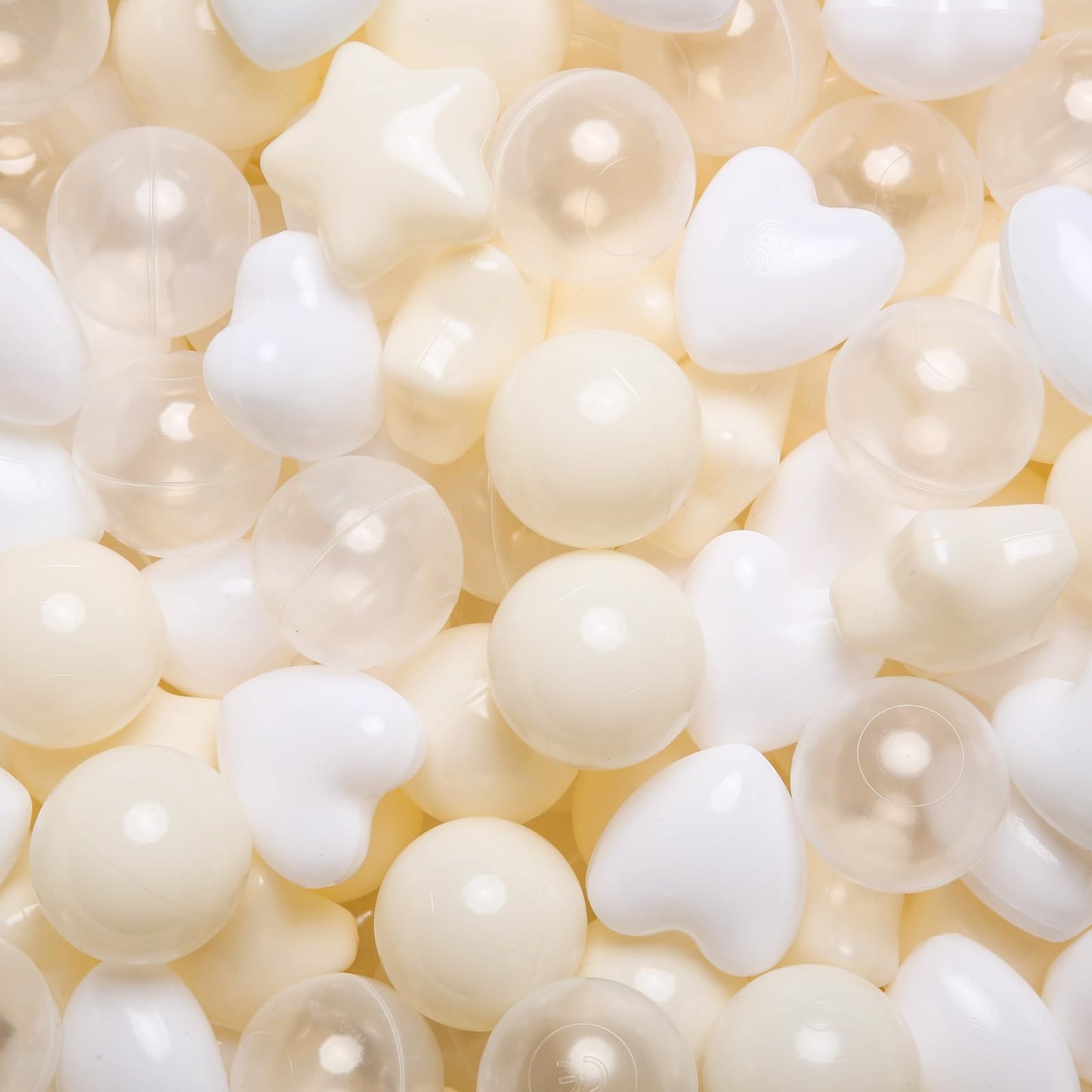 GOGOSO Ball Pit Balls – 100pcs Stars & Hearts, Beige/Clear/White for Toddlers & Kids
