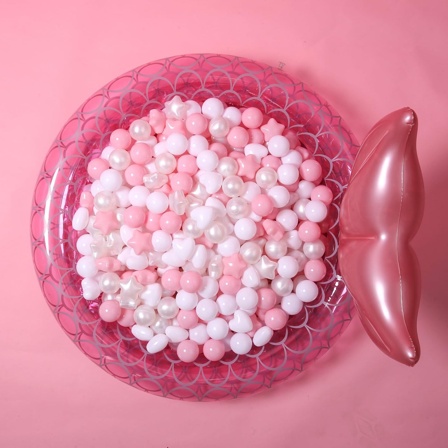 GOGOSO Ball Pit Balls – 200pcs Stars & Hearts Pastel Shapes (Pink, Pear, White)