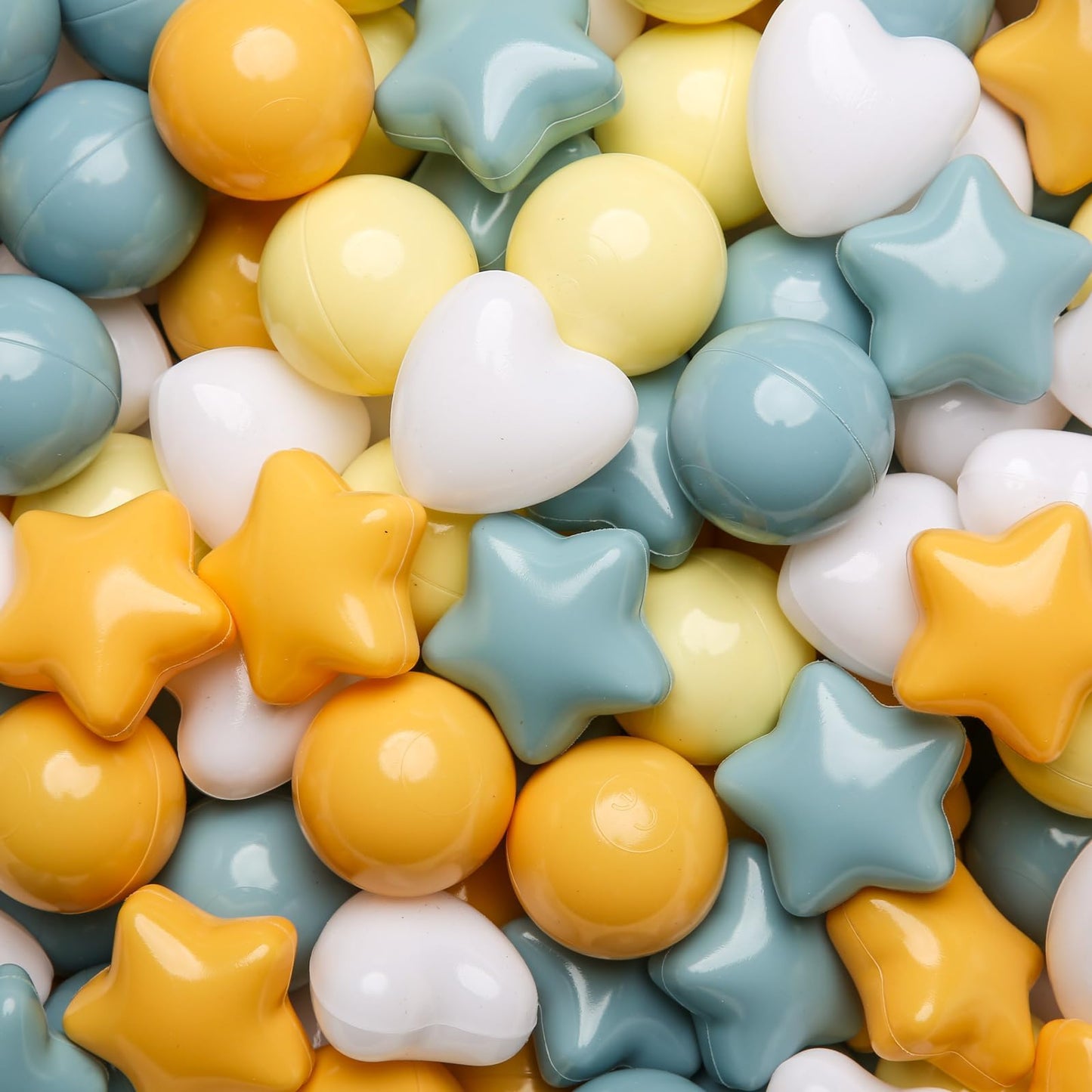 GOGOSO Ball Pit Balls – 200pcs Stars & Hearts, Pastel Yellow & Blue