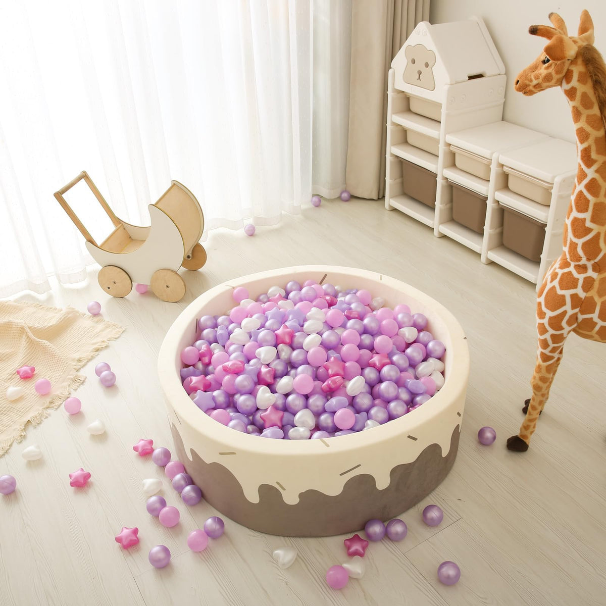 GOGOSO Ball Pit Balls – 50pcs Stars & Hearts, Pastel Colors, 2.15 Inch, Safe & Durable
