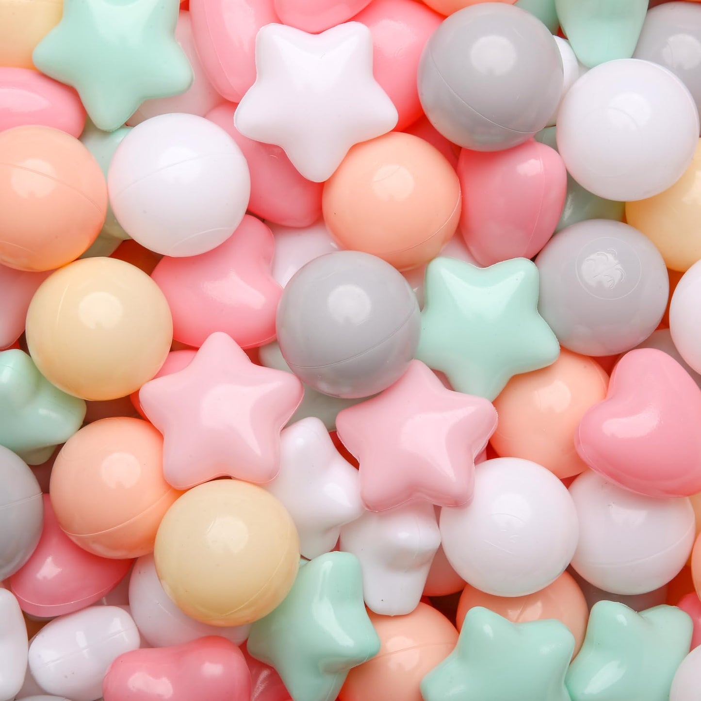 GOGOSO Ball Pit Balls 1000pcs – Star & Heart Pastel Shapes, 2.15in, BPA-Free