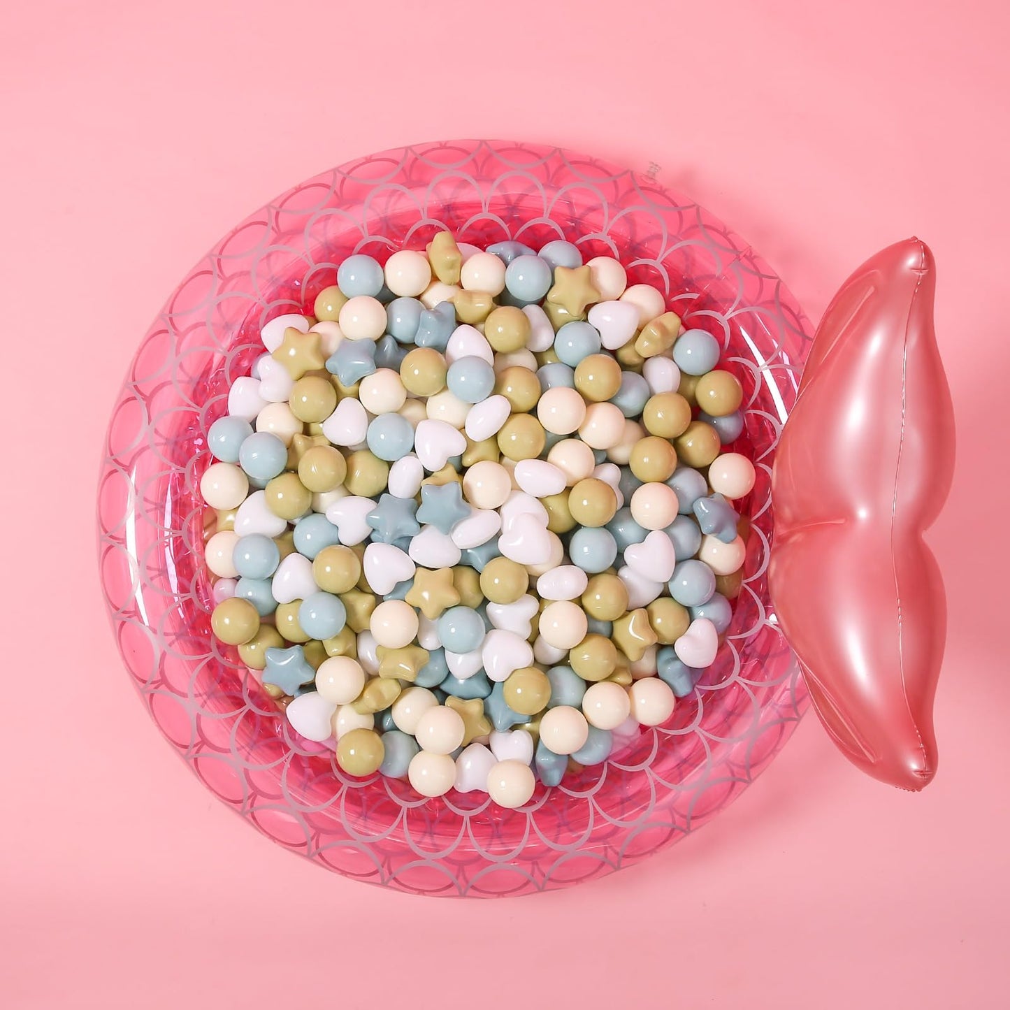 GOGOSO Ball Pit Balls – Stars & Hearts Shaped, 100pcs Pastel Creamy Blue/Green/White