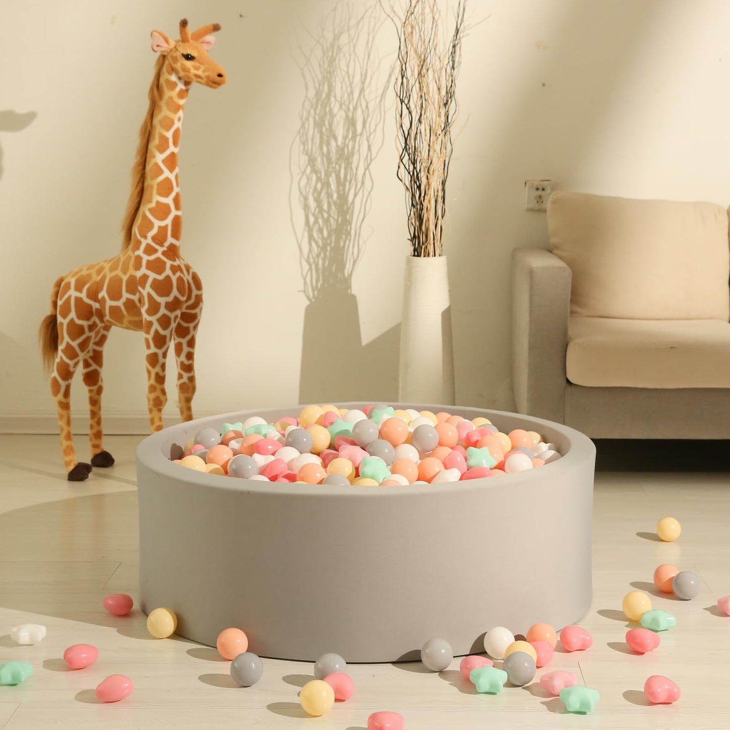 GOGOSO Ball Pit Balls – 100pcs Stars & Hearts, 2.15\" Ball Size, Safe Plastic Balls for Toddlers, 6 Mix Colors